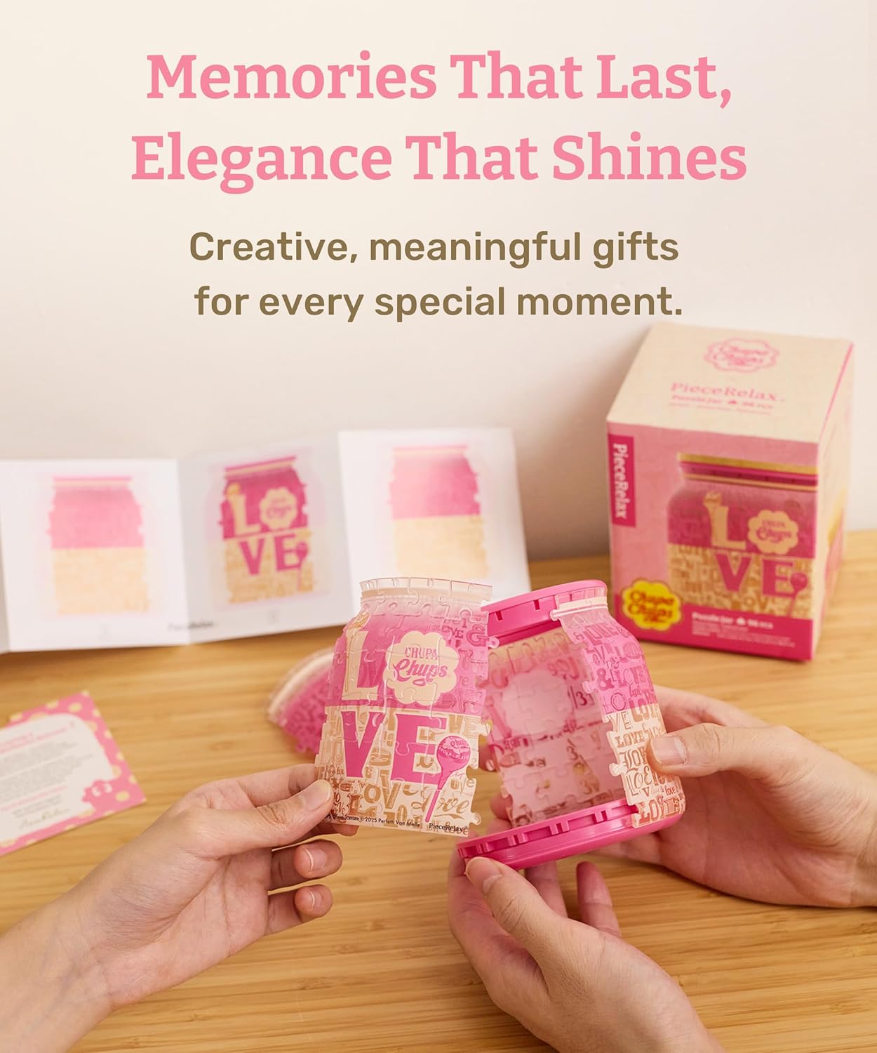 Chupa Chups X PieceRelax 3D Puzzle Jar 96 Plastic Pieces for Adults - Sweet Days - Full of Love Use Includes Divider as Pen and Utensils Holder with Wooden Lid for Kitchen Dining Study [BB1045] - Image 4