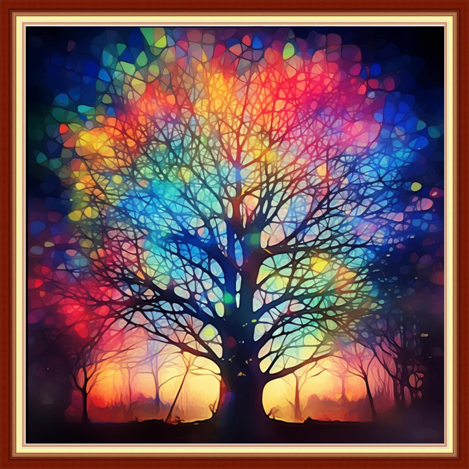 Joyhoor Cross Stitch Kits for Beginners Stamped Cross-Stitch Supplies Needlework preprint Embroidery Kits for Adults DIY Needlepoint Kits Embroidery Patterns 11CT-Noctilucent Tree 18.x18 inch