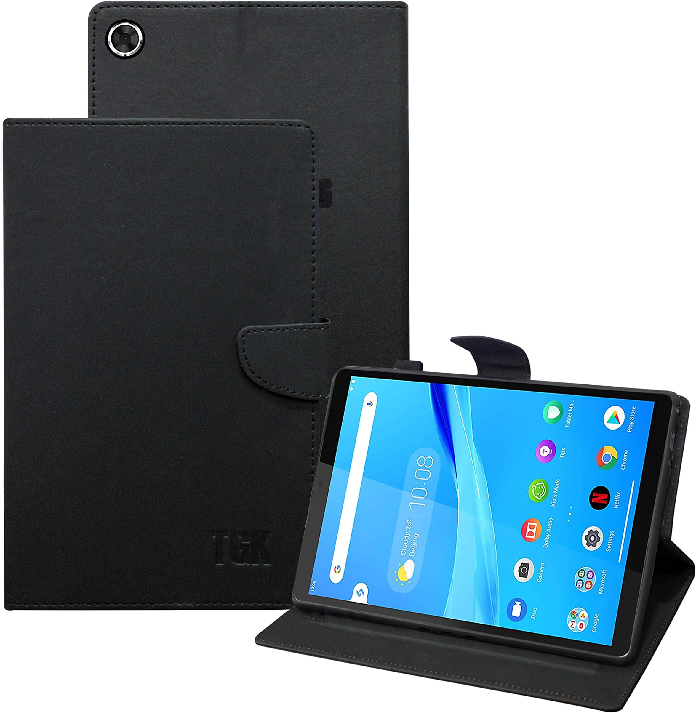 TGK Leather Flip Stand Cover with TPU Back Case for Lenovo Tab M7 Case 2nd Gen & 3rd Gen Model TB-7305F, TB-7305I, TB-7305X, TB-7306X 7 inch Tablet - Black