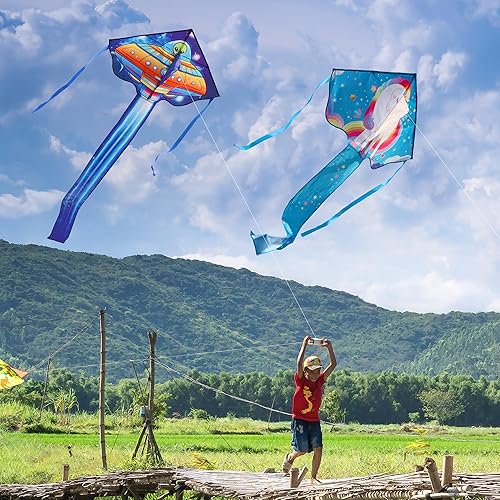 Miniatura 4 de Large Delta Kite for Kids & Adults, Easy Flyer Single Line Kite, Wonderful Beginner Kite for Kids Ages 4-8. Beach Kite for Outdoor Games and