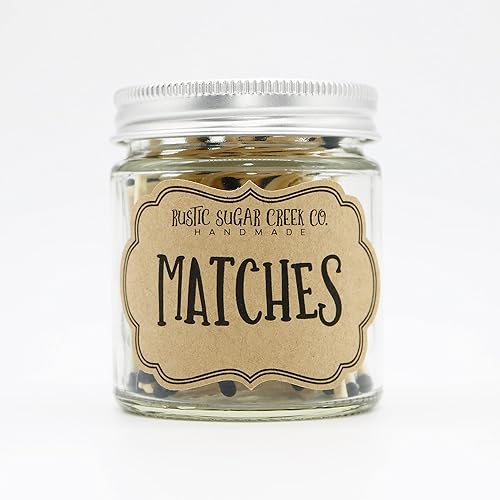 Black Tip Matches In A Glass Jar WStriker Paper, Matches, Decorative Matches, Matches In A Bottle, Colored Tip Matches, Bottled Matchsticks, Candle