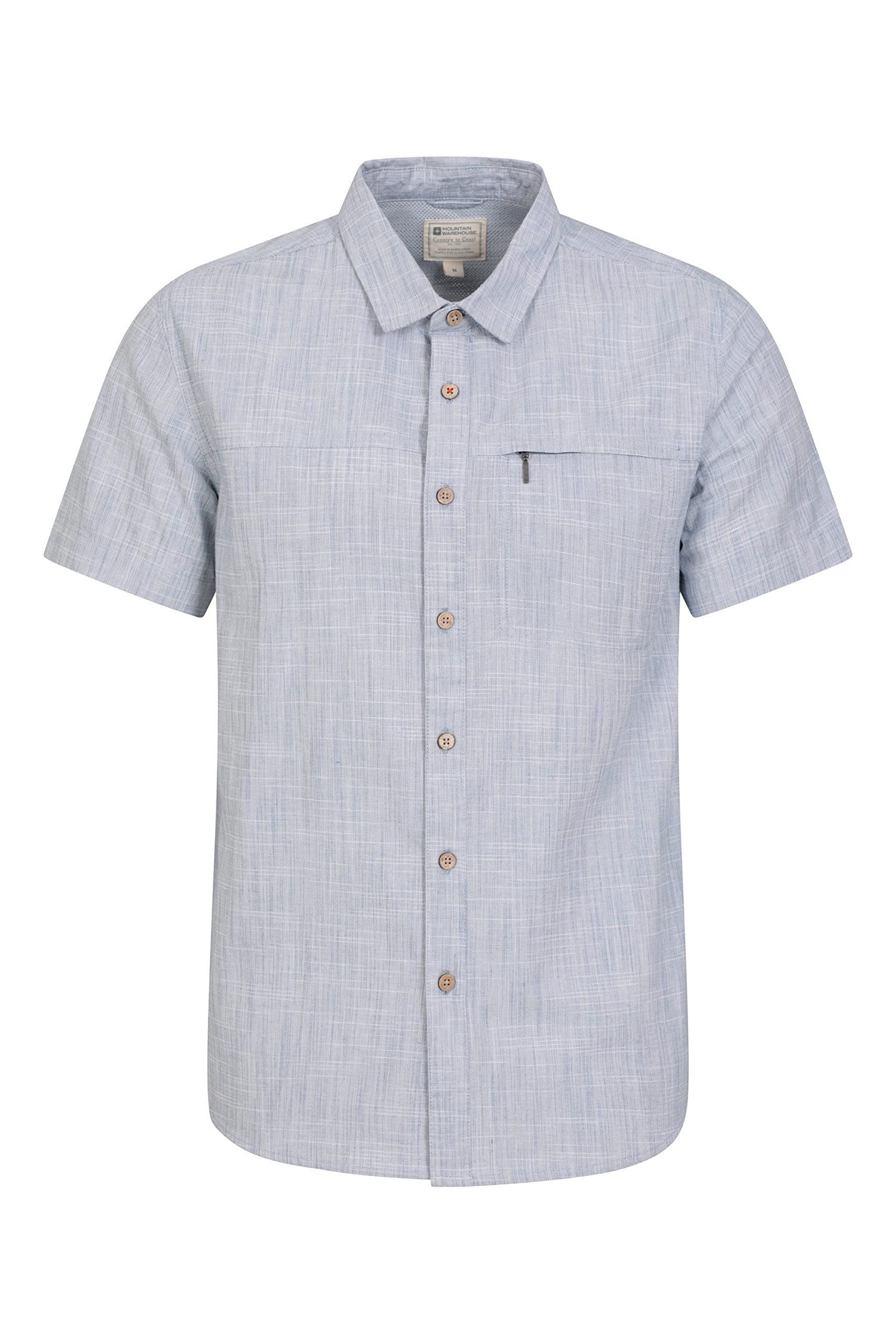 Mountain Warehouse Mens Shirt S Coconut Slub Denim Texture Short Sleeve Casual
