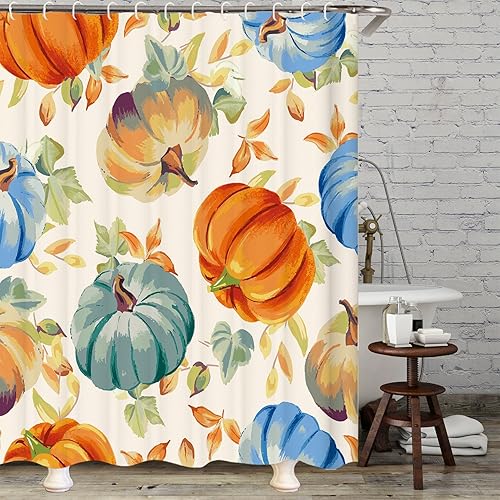 Clearance Items - Cortina de ducha de otoño, cortina de ducha de calabaza de Acción de Gracias, juego de baño de otoño, decoración de baño, 72 x 72
