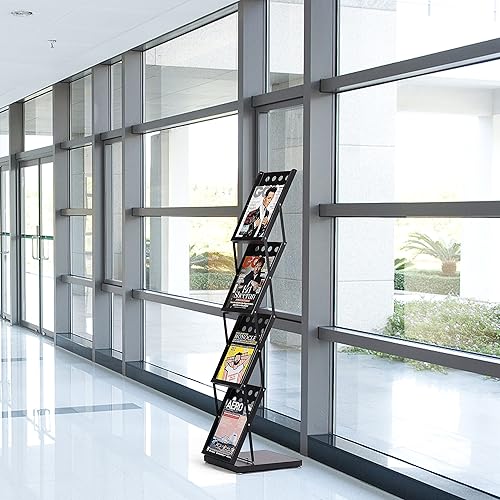 Miniatura 2 de WERTIRUNG Catálogo de revistas para folletos, exhibición de literatura, estante de catálogo de literatura con bolsa de transporte, soporte de