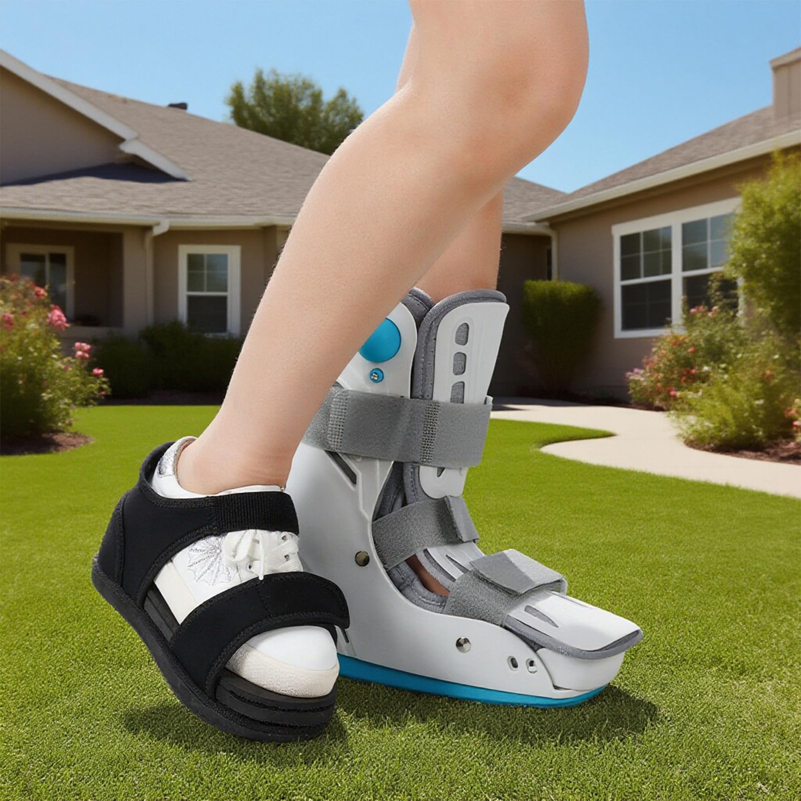 Beinlängenausgleich für Walking Boot & Gipsstiefel, Ergonomische Schuherhöhung für Damen & Herren, Verstellbarer Shoe Balancer zur Vermeidung von Beckenschiefstand, Links & Rechts (M)