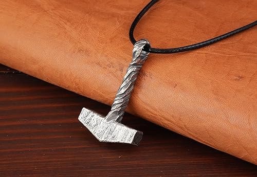 Miniatura 7 de Baldur Jewelry - Collar con colgante de martillo de Thors Mjölnir - Colgante vikingo de martillo de Thor nórdico vikingo, joyería vikinga - Regalos