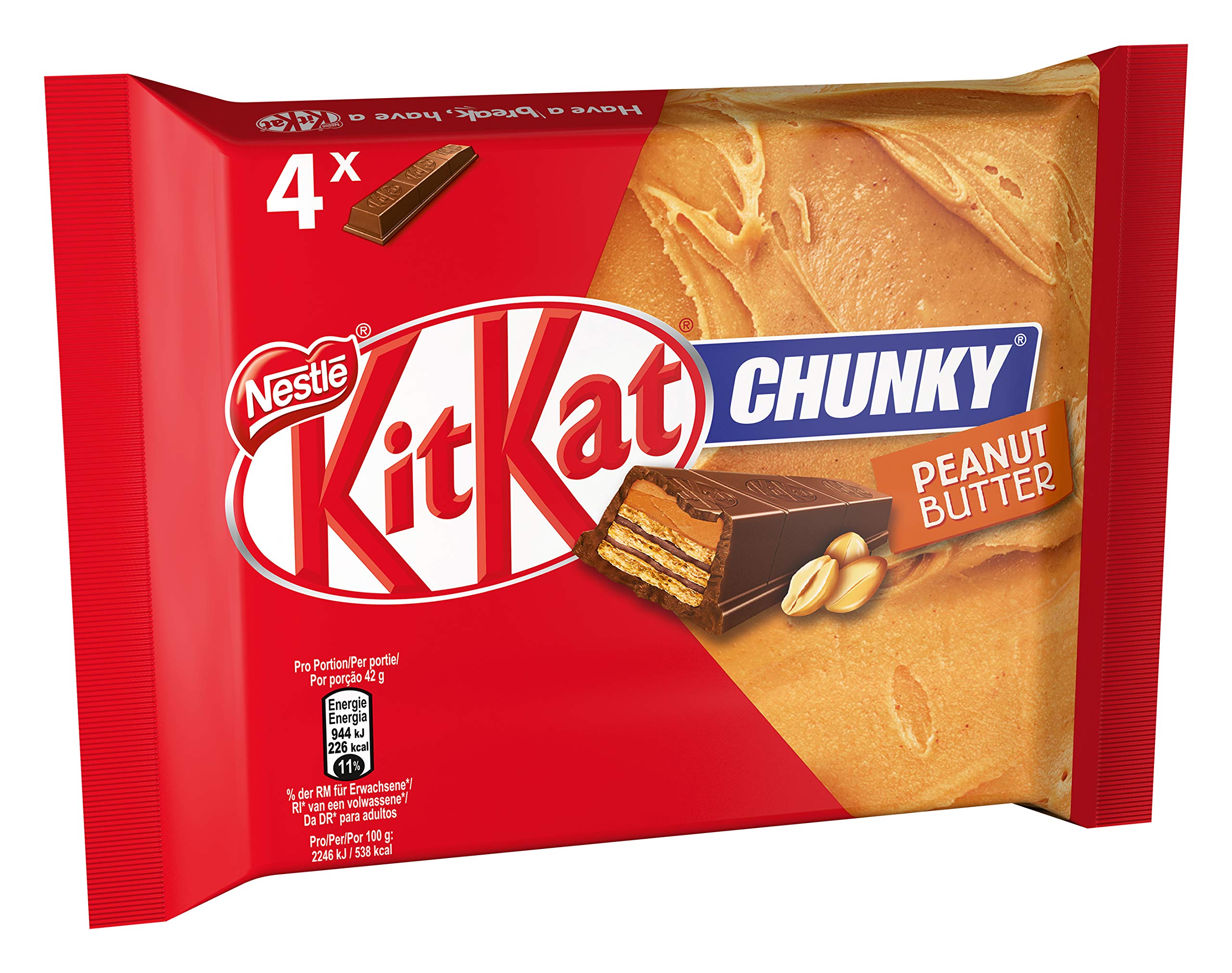 Buy Kitkat Chunky Peanut Butter 4Pack Chocolate Biscuit Bars Candy Kit Kat 168G Online at