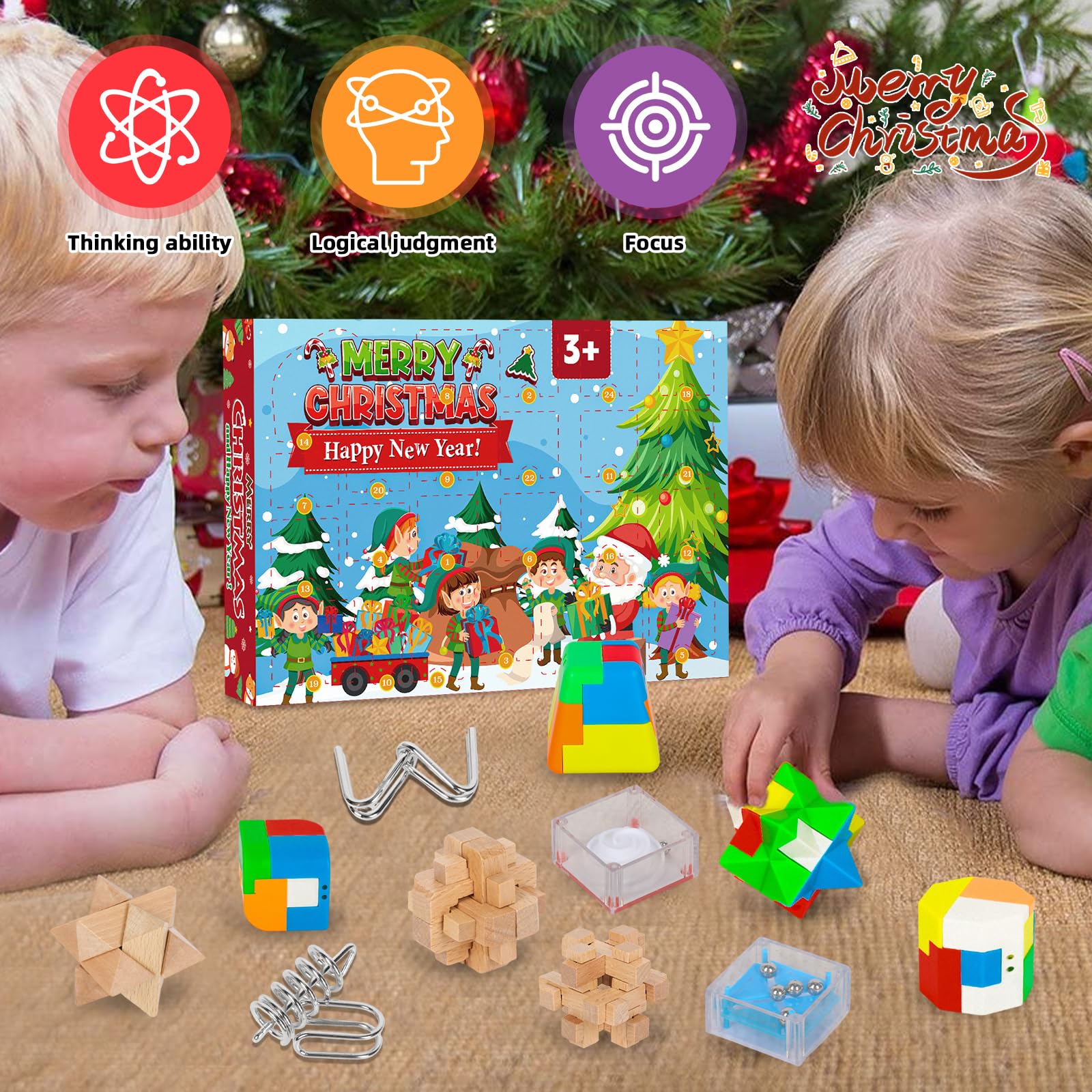Calendrier Avent Casse-tête Calendrier De L'Avent Casse-tête 2024 - 24 Puzzles 3D (bois & Plastique) - Pour Enfants & Adultes - Défi QI & Amusement Familial Calendrier De L'avent Casse-tête