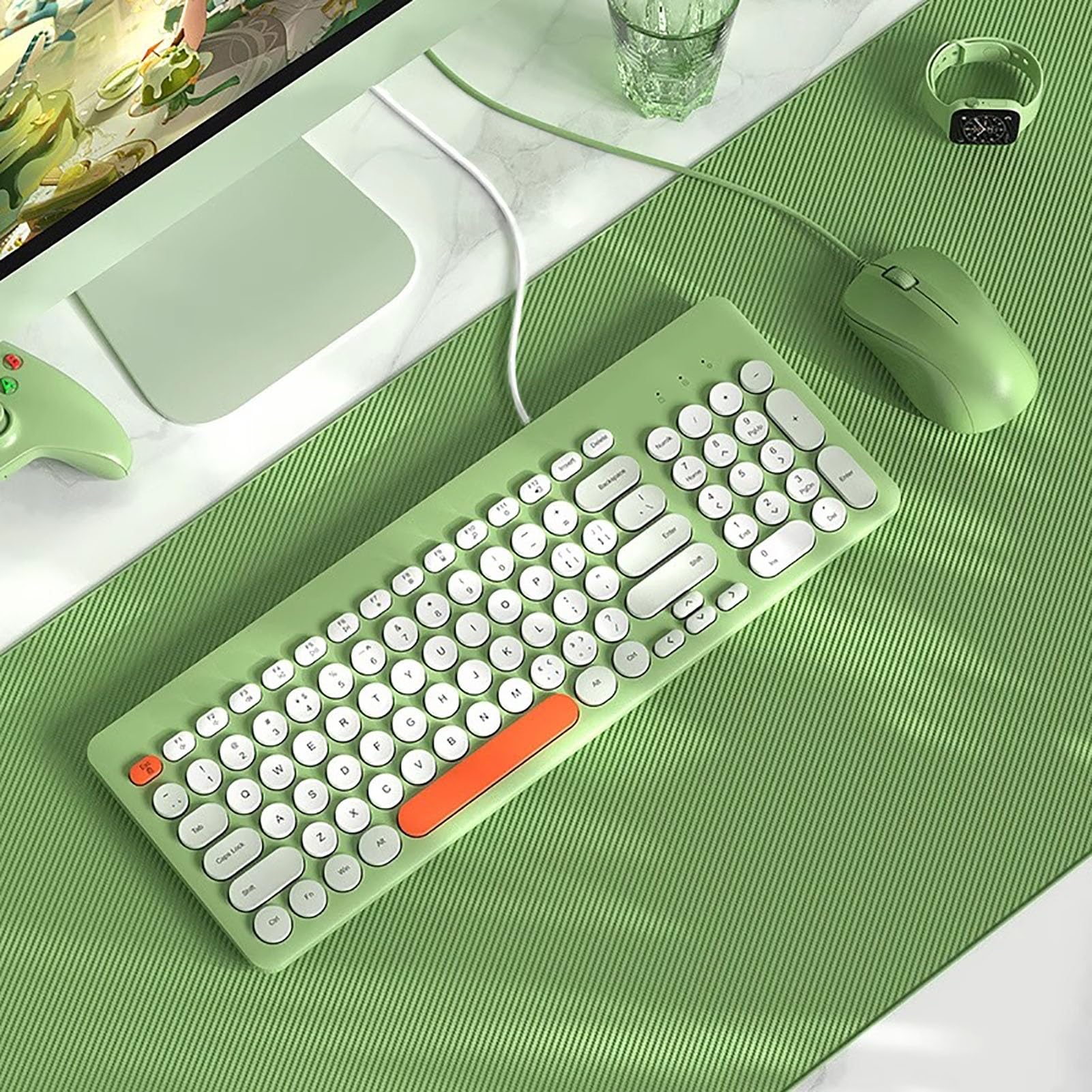 Tastiera Tastiera Da Gioco Prova Il Massimo Piacere Di Gioco, Silenzioso Ed Efficiente - Tastiera Da Gioco Sussurrata E Confortevole Ed Ergonomica Include Mouse Dello Stesso Colore(E)