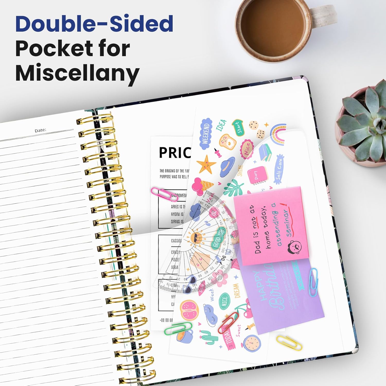 Hardcover Spiral Journal Notebooks for Work With Removable Dividers & Tabs, 8.5"x11" 5 Subject Notebook for Note Taking & Organizer, A4 College Ruled Lined Journal for Women & Writing, Celestial Garden, 280 Pages - Image 6