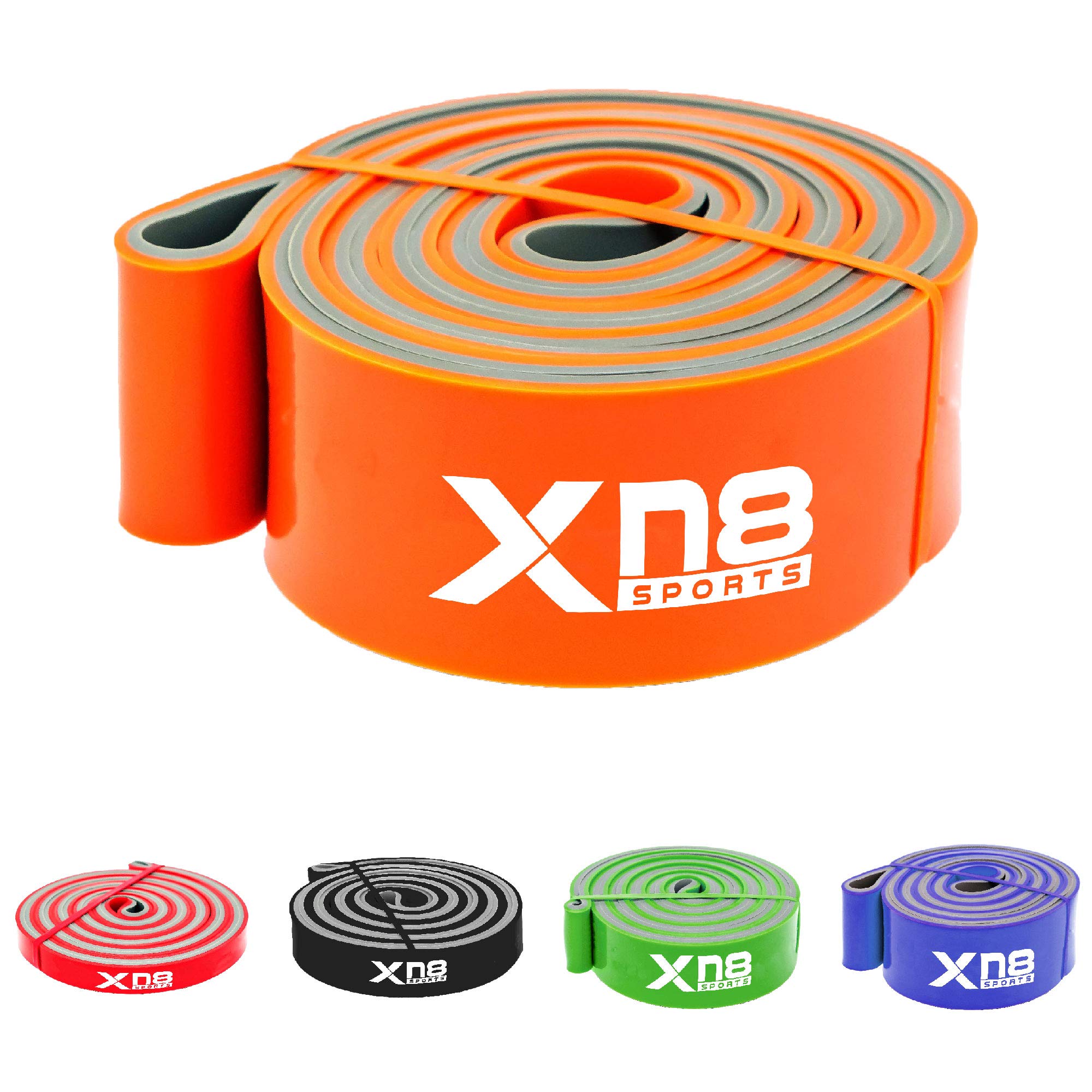 Xn8 Sports Resistance Band, Dual Layered Pull up Band, Exercise Workout Bands for Fitness, Yoga, Powerlifting, Mobility Exercise, Men & Women, Orange-Light