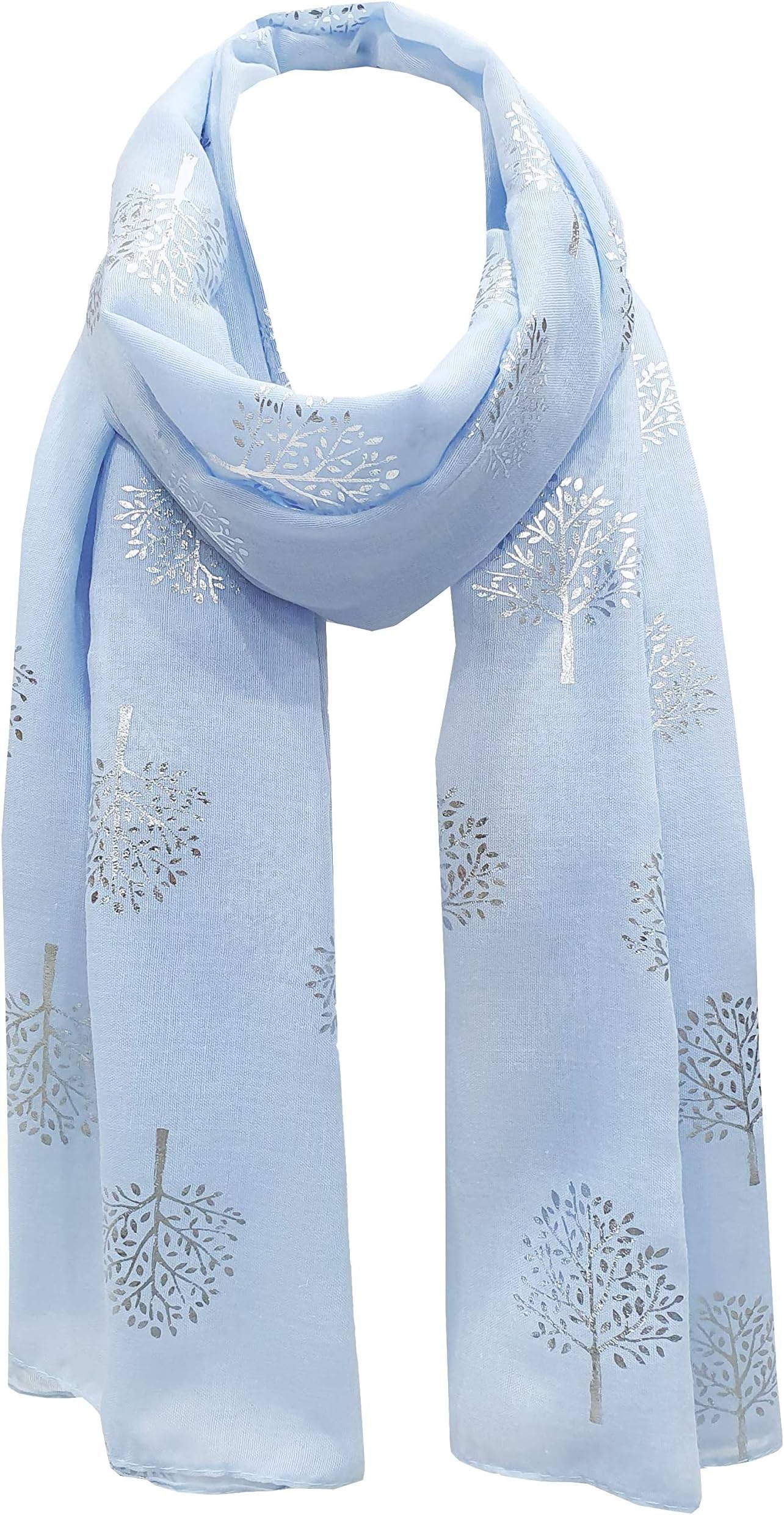 Silver Foil Mulberry Tree Print Fashion Scarf