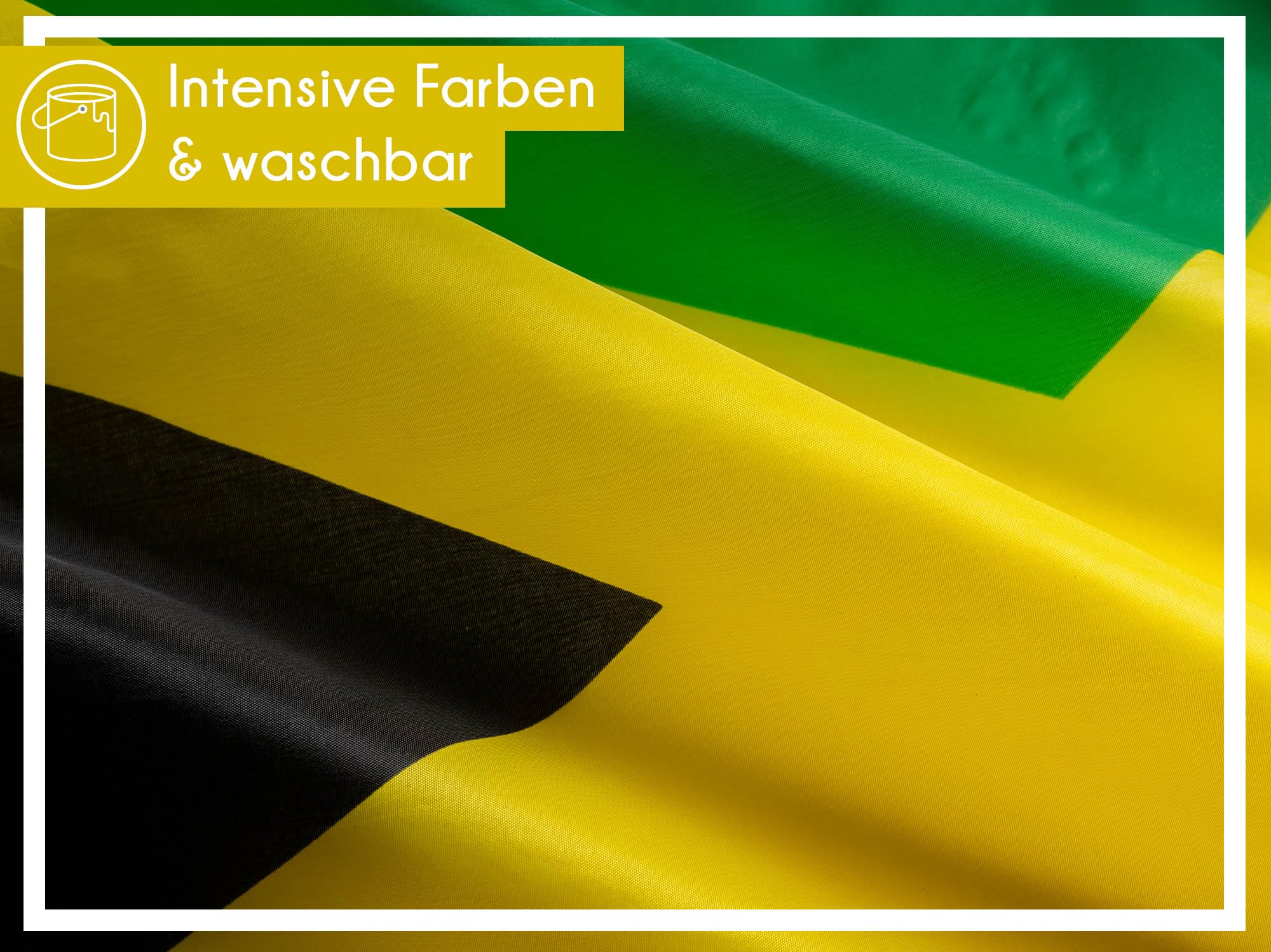 PHENO FLAGS Jamaica flag - Jamaican flag 90 x 150 cm with brass eyelets - durable flag for flagpole - 100% polyester - Image 4