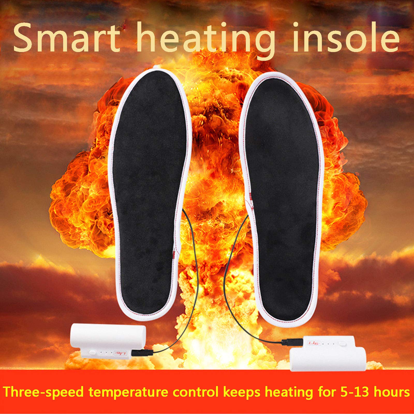 NANANA Sottopiede Riscaldato, Riscaldanti Soletta Riscaldata Elettrica, Solette per Scarpe Riscaldate Ricaricabili USB Solette Termiche per Scaldapiedi, Solette Invernali per Sport all'Aria Aperta,38