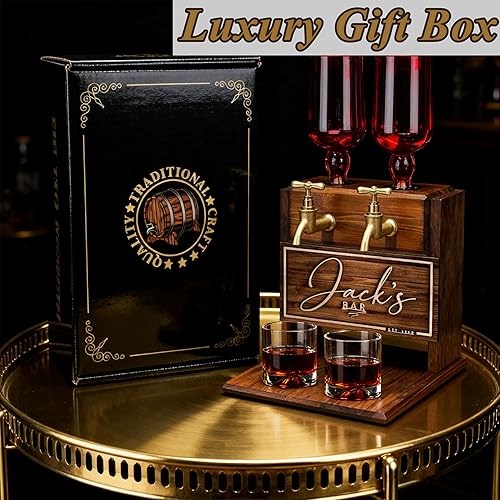 Miniatura 4 de Dispensador de whisky personalizado para el hogar, bar, dispensador de licor de madera grabada, dispensador de licor, juego de decantador de whisky