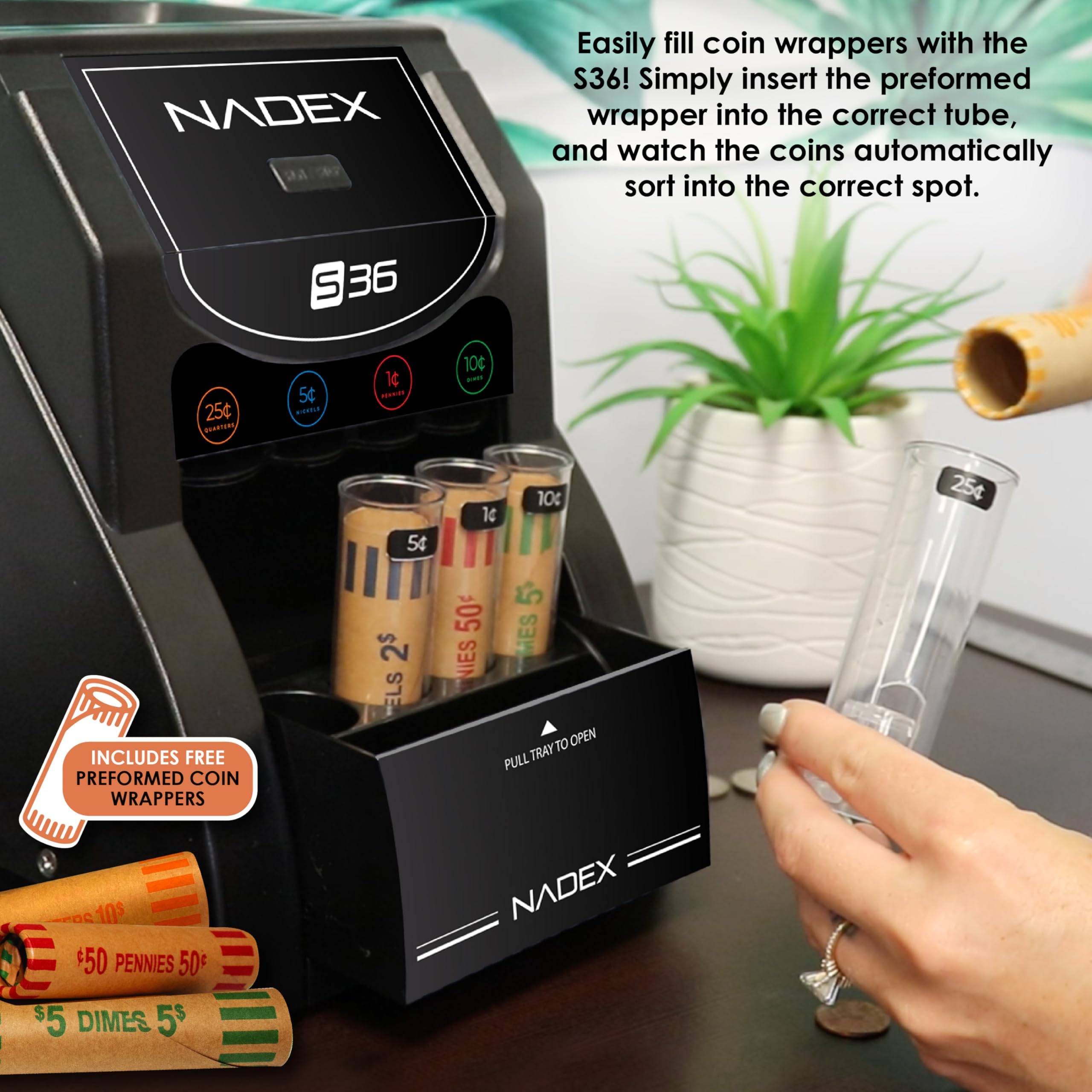 Nadex Clasificador y envoltorio automático de monedas 36SN