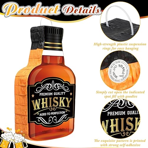 Miniatura 3 de Panelee Piñata para adultos con borla con borla para los ojos vendados, taza de cerveza, piñata, whisky, tequila, juego de botellas para adultos,