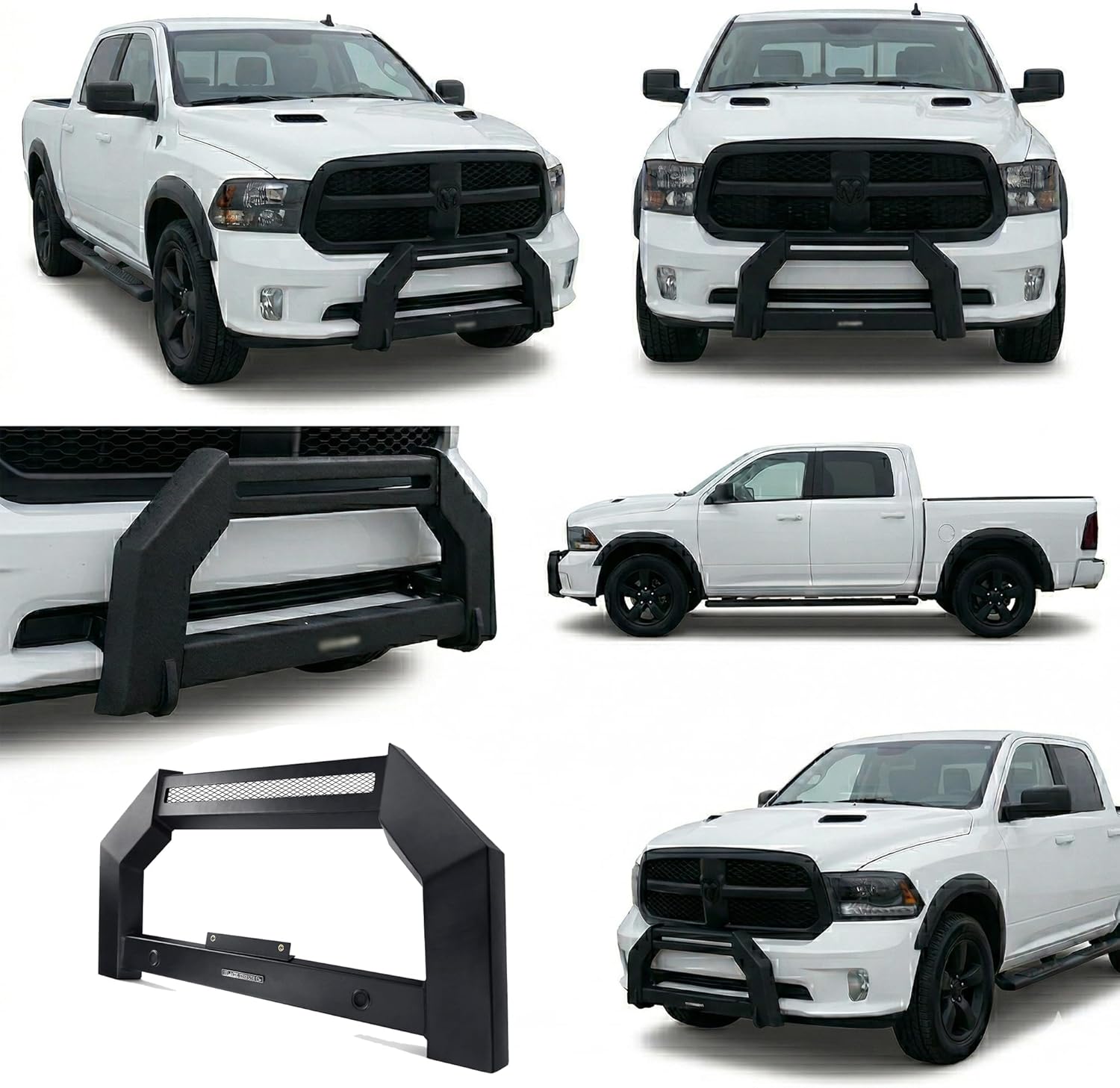 Black Horse Off Road Armour Bull Bar No Skid Plate Matte Black Compatible with 2019-2023 Ram 1500 Classic (Excl.Rebel & Warlock Trims)|2009-2018 Ram 1500 (Excl.Rebel & Warlock Trims-AB-DO10-NL