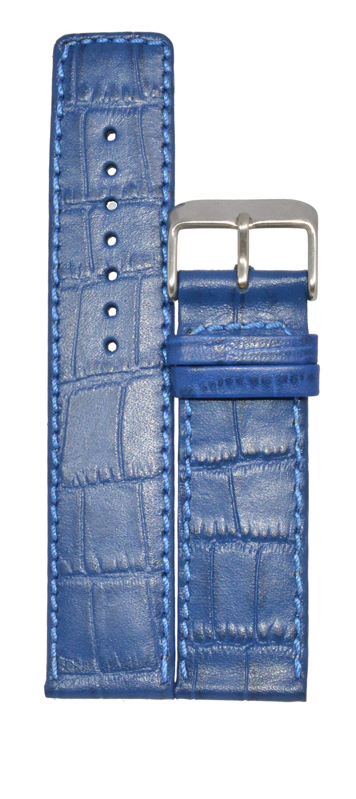 24mm Parallel Leather Watch Strap/Band (Blue - 24mm) {Size Chart Provided in 3rd Image}