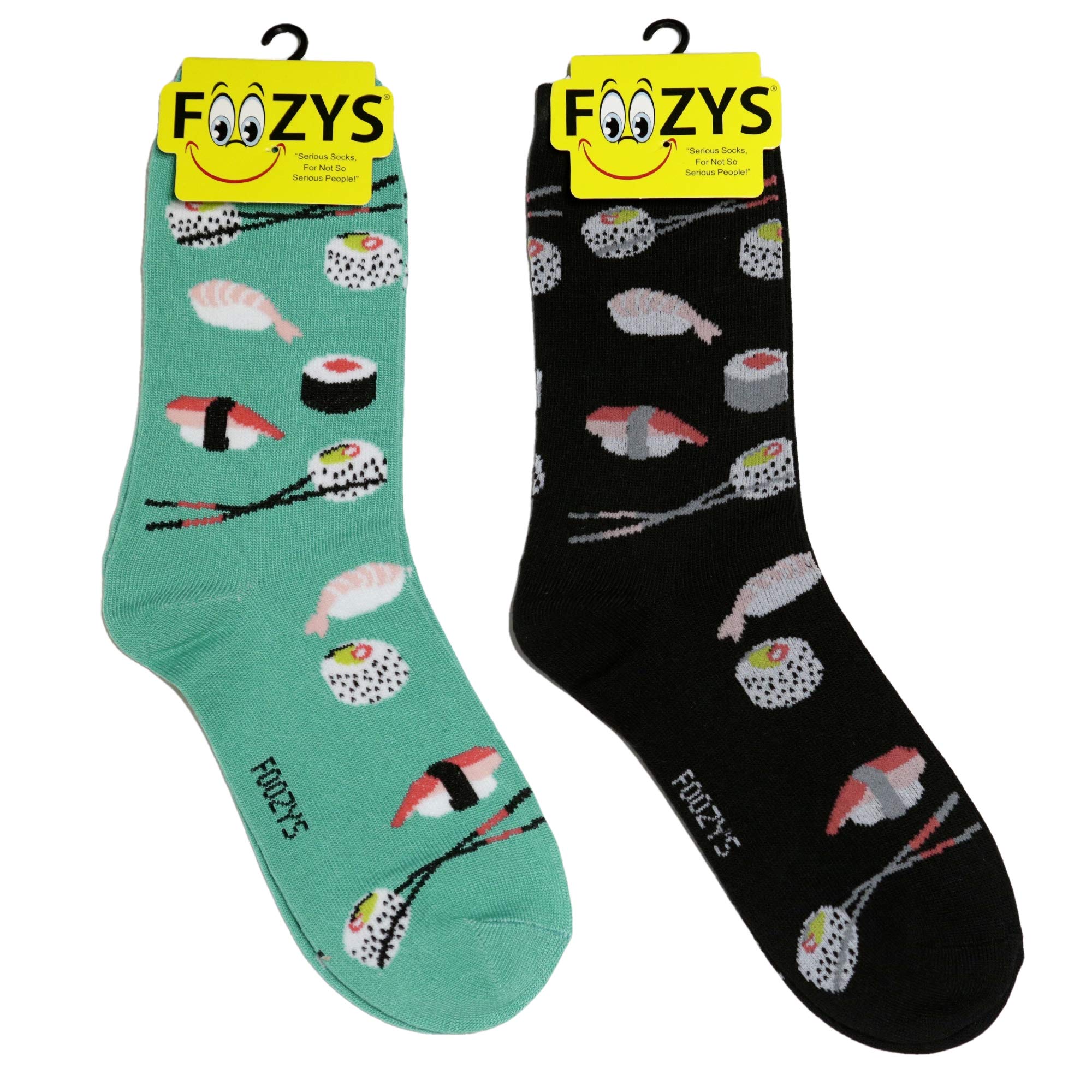 Women’s Crew Socks | Cute Sushi Food & Drink Novelty Socks | 2 Pair