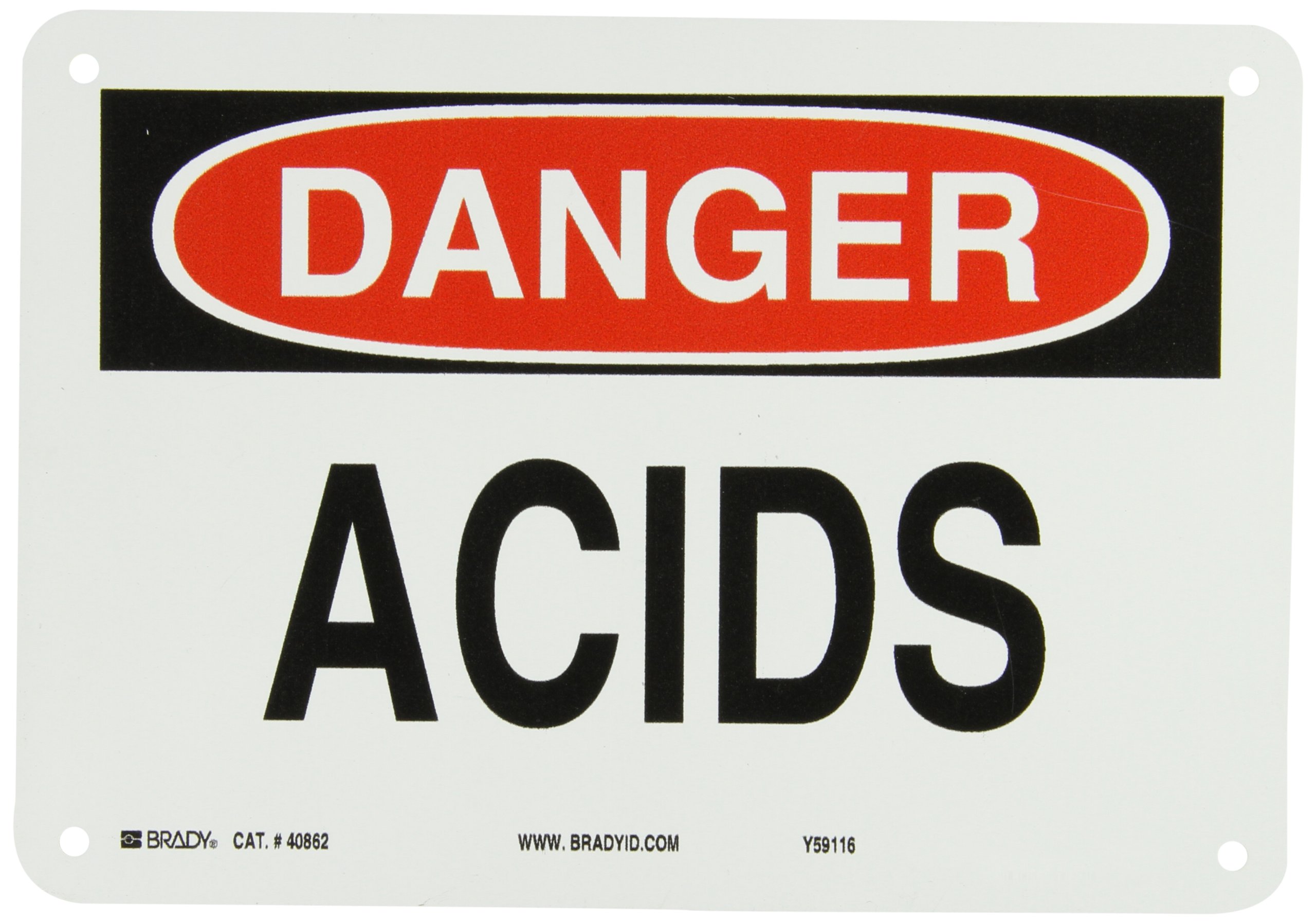 Panneau aluminium acides Brady 40862 de 17,8 x 25,4 cm pour matières dangereuses - 2