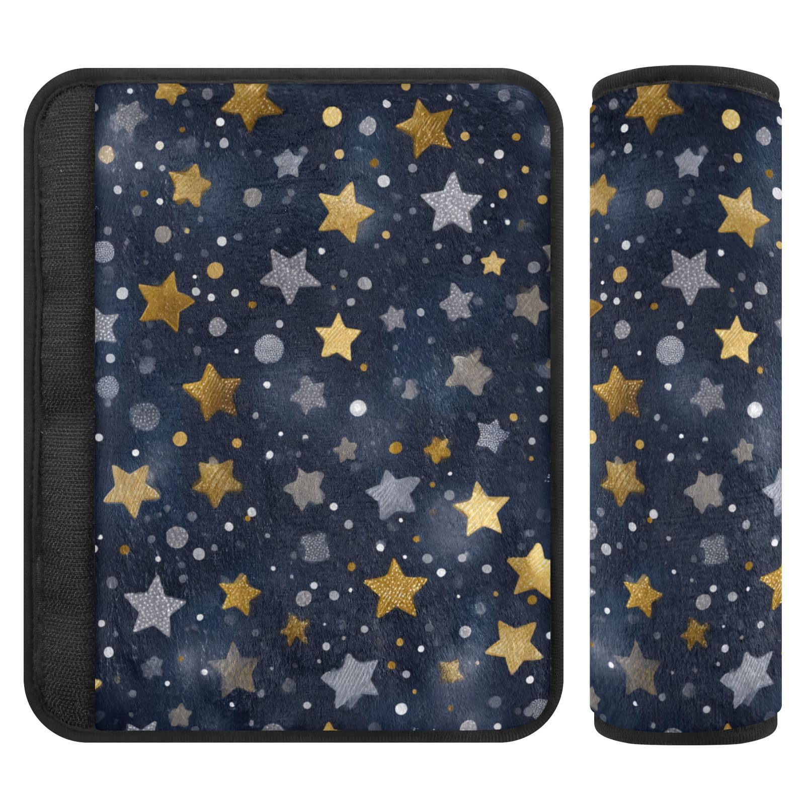 Stars and Polka Dots Blue Seat Belt Cover Pad 2 Pcs Soft Cute Seatbelt Covers Protector Support Head Neck Shoulder Strap for Car Seats High Chair Backpack for Adults Kids Women Men 10x7.7In 2 P