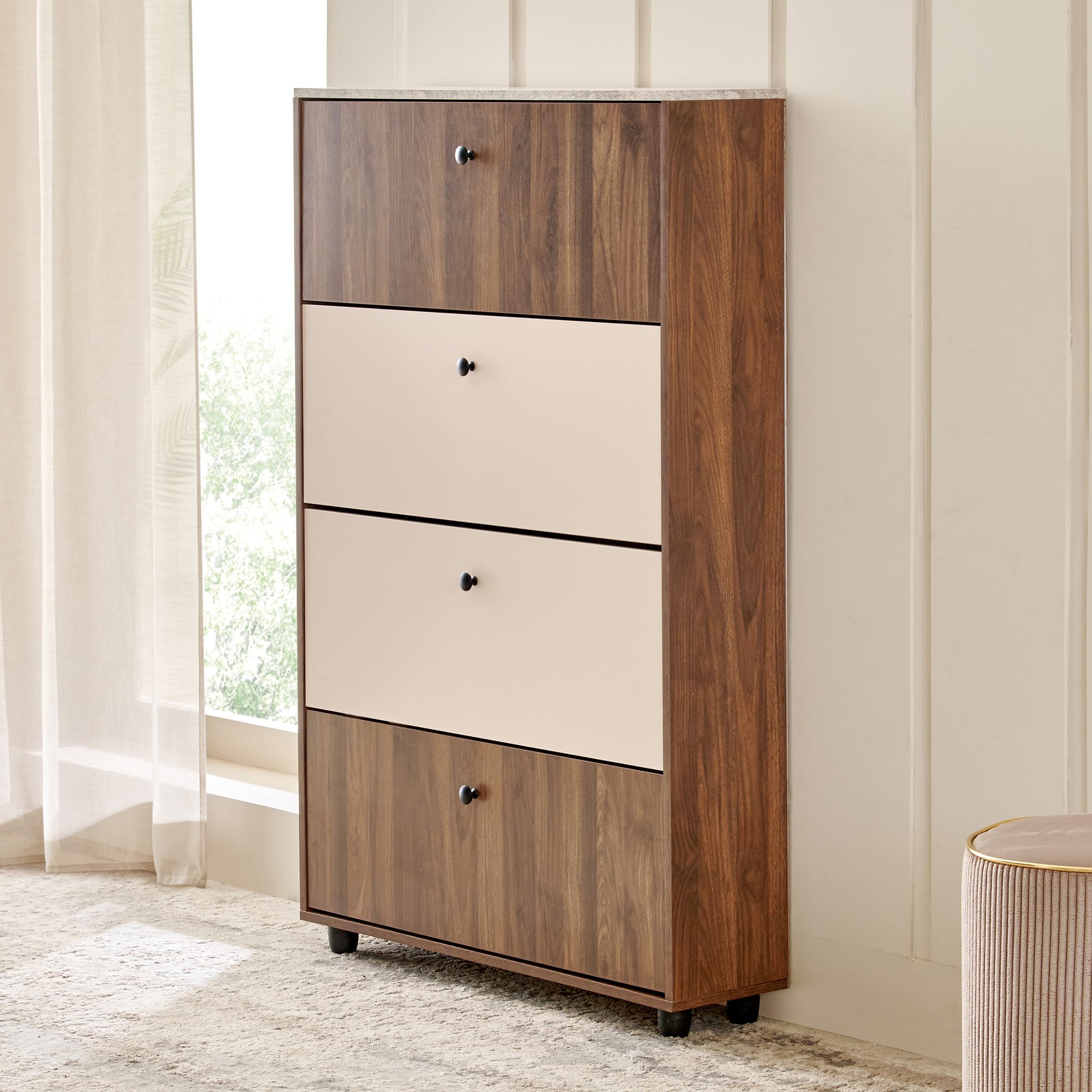 Home Centre Addison 24 Pair Shoe Cabinet - Walnut-image-32