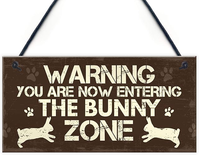 RED OCEAN Bunny Zone Rabbit Lover Gift Ideas Door Hutch Funny Pet Sign Rabbit Accessories Gifts For Women