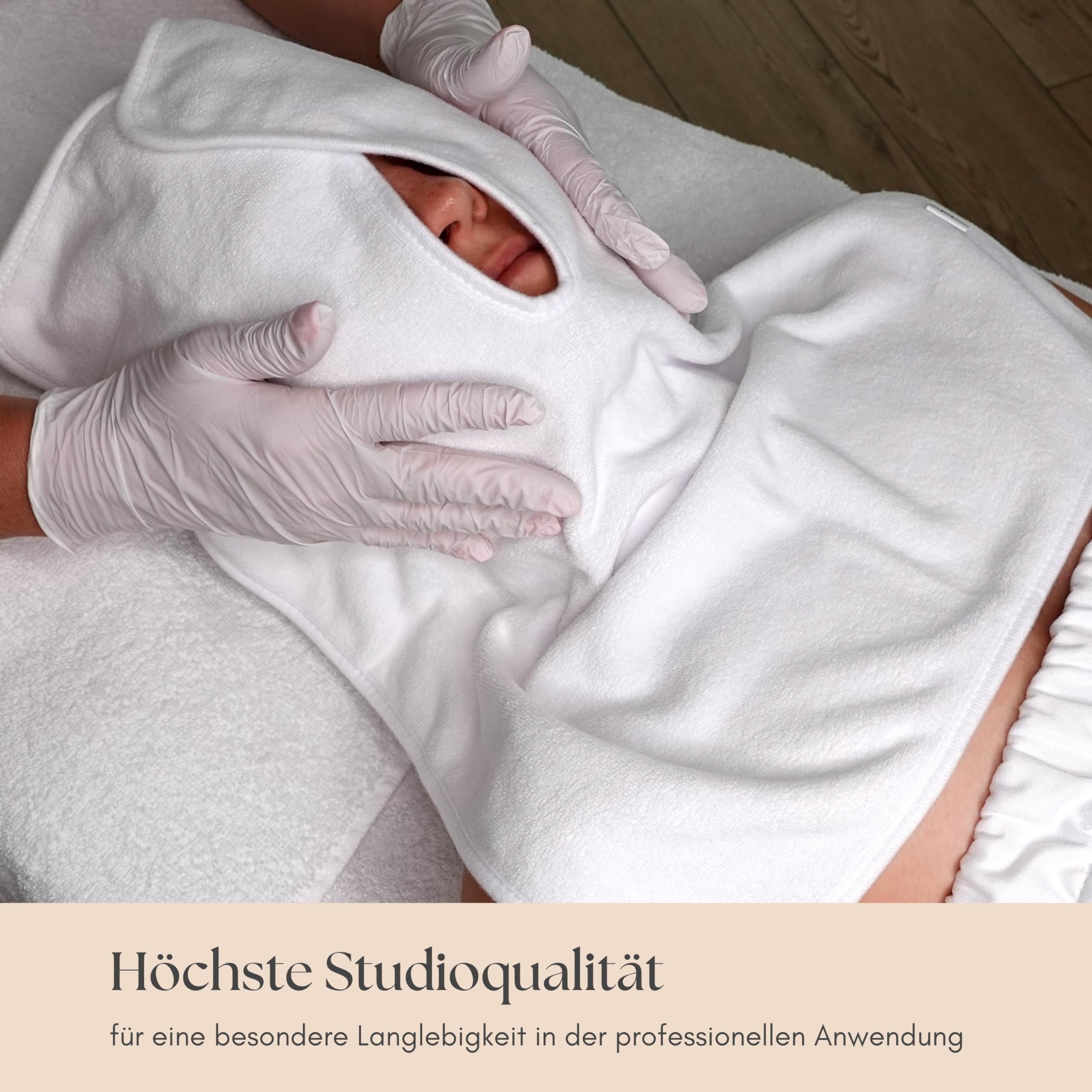 Gesichtshandtücher, 3er-Set, weiß, flauschige Mikrofaser, Premium Studioqualität, Kosmetikkompressen, U-Förmiger Schnitt, langlebig, 400g/m², Kosmetikhandtuch