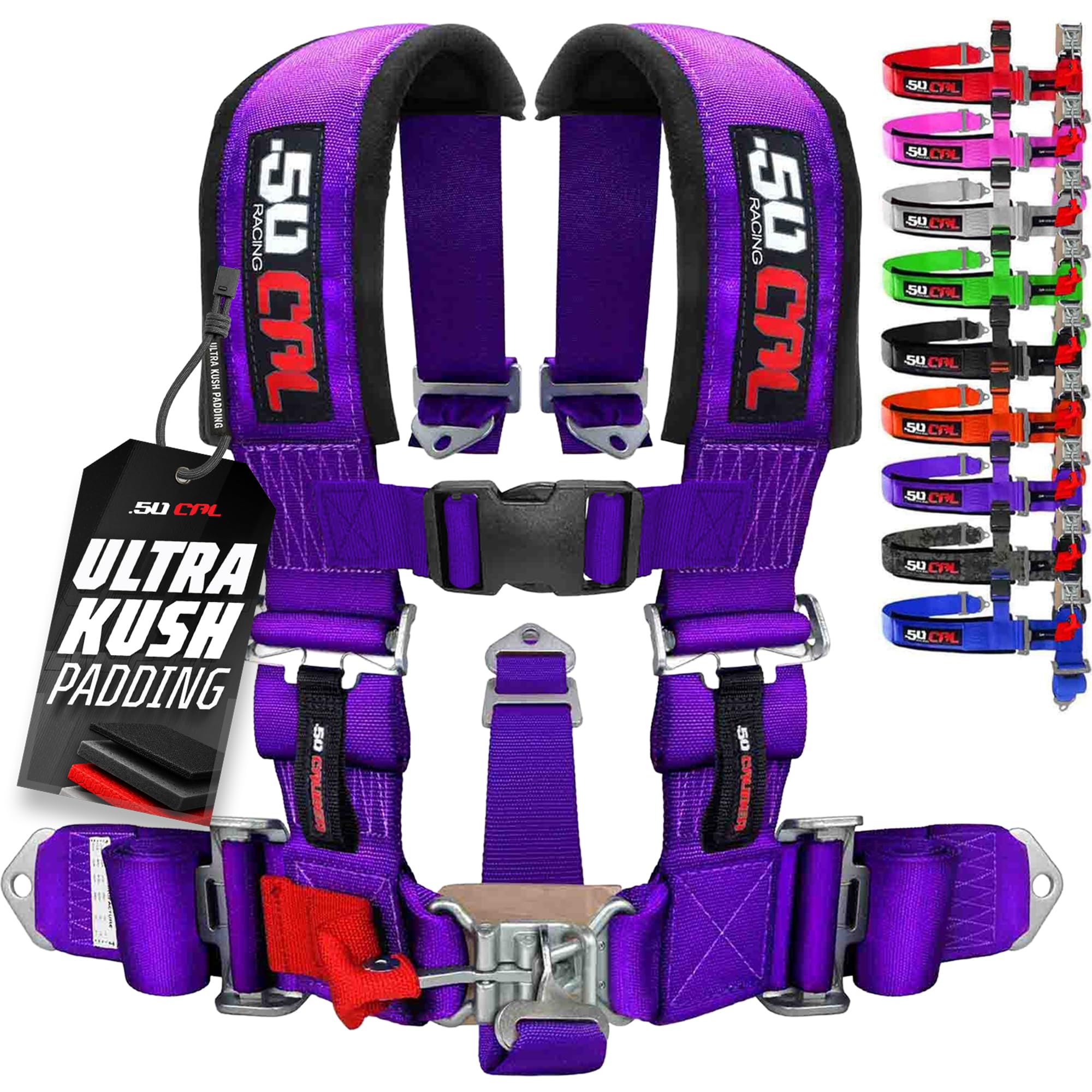 1pc 50 Cal Purple 5 Point Harness 2" Straps, Racing Harness Seat Belt