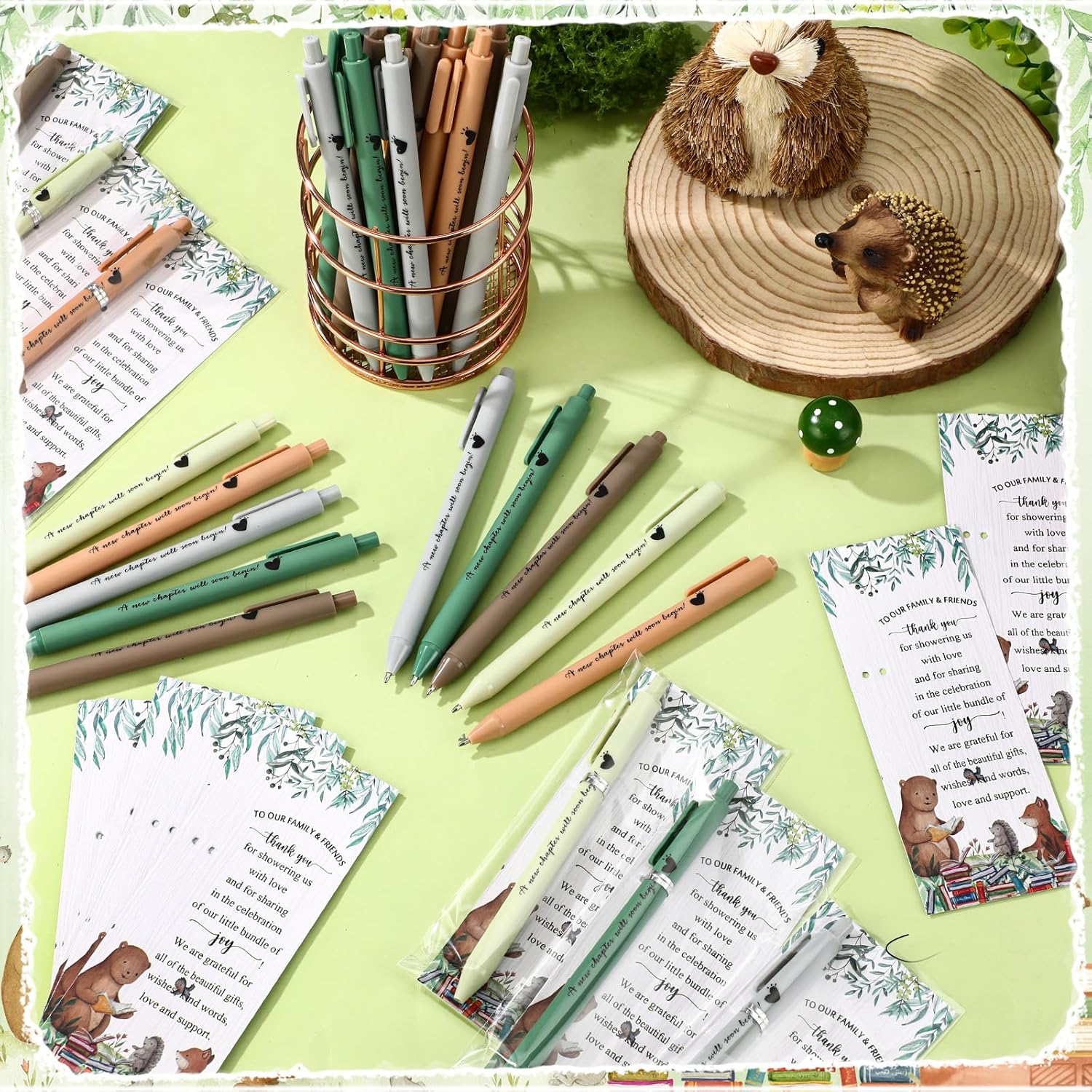 Engrowtic 50 Set A New Chapter Will Soon Begin Baby Shower Gifts Pens for Guest Storybook Baby Shower Party Favors Retractable Ballpoint Pens Thank You Cards Gender Reveal Supplies Souvenirs Prizes