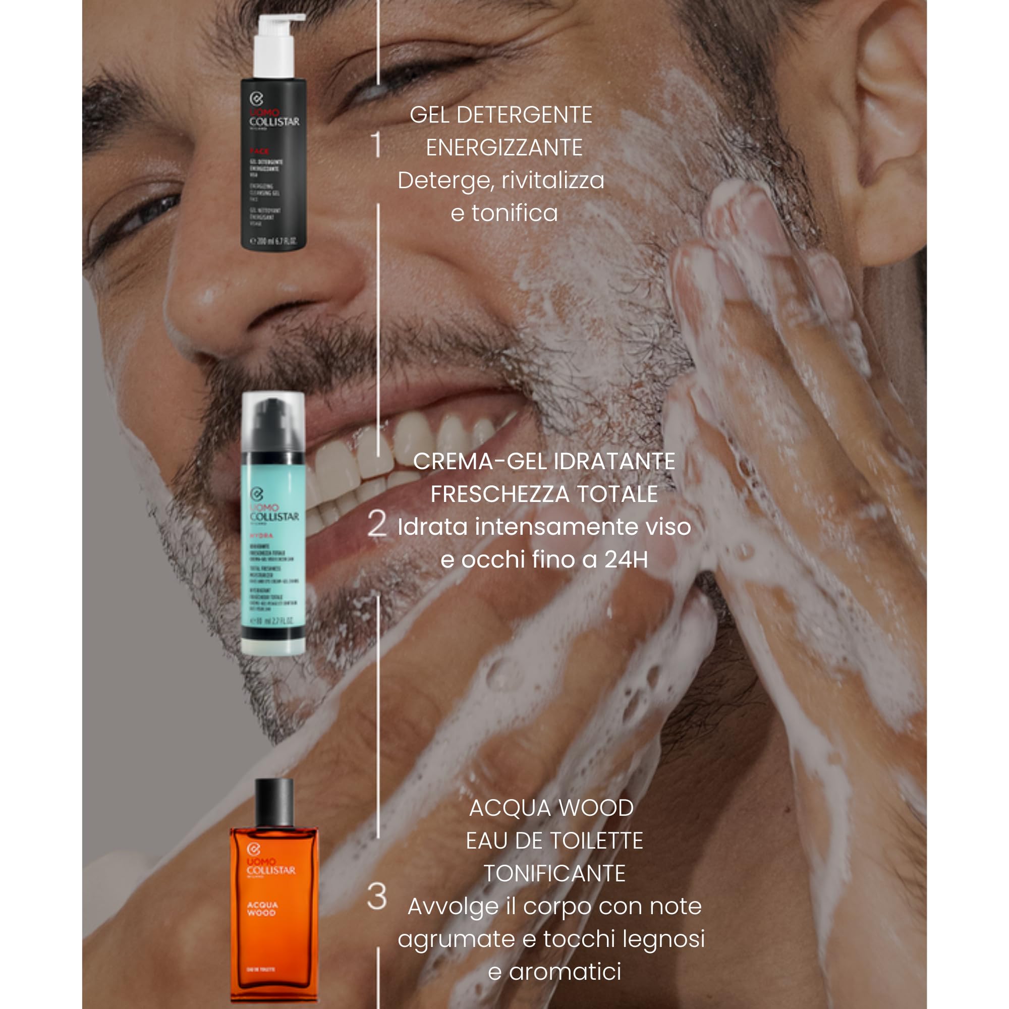 Collistar Hydra Uomo Idratante Freschezza Totale Viso e Occhi, Crema-Gel Fresca e Leggera, Idratazione Immediata, Protezione dalla Luce Blu, azione 2in1 , per Pelli Normali e Secche, 80ml