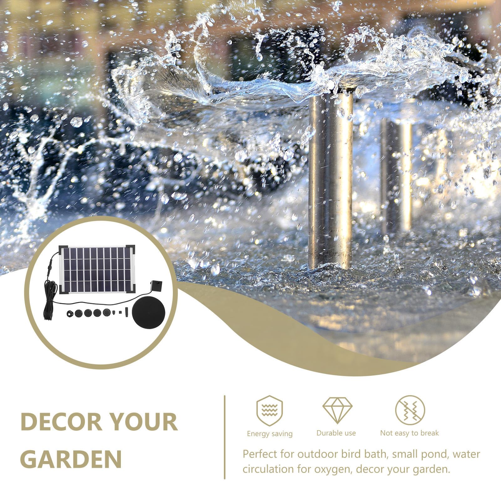 Bomba Solar para Fuente de Jardín Dc 12v 2,5w ABS Negra