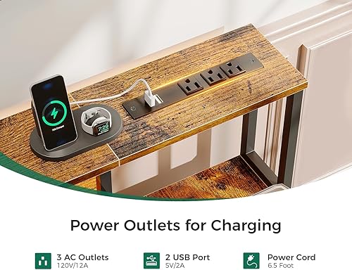 Miniatura 4 de AODK Escritorio para computadora con 4 cajones, escritorio de oficina de 48 pulgadas con toma de corriente, escritorio de oficina en casa con