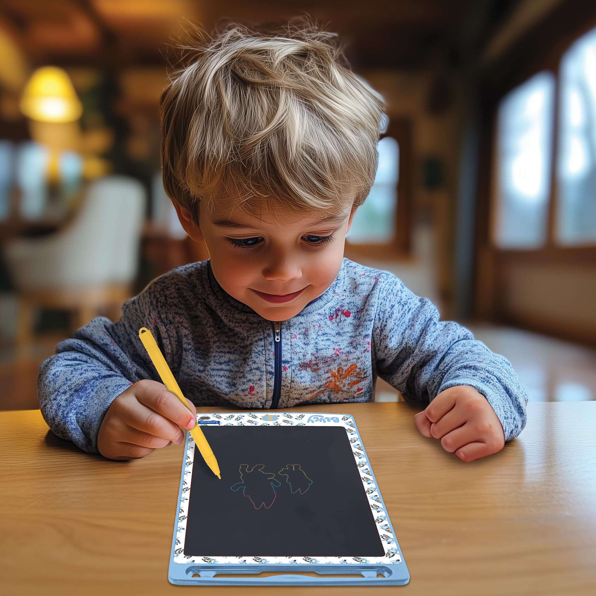 LEXIBOOK, 28cm Multicolor E-Ink Drawing Tablet with Bluey Stencils, Blue, CRT10BYLXB - Image 4