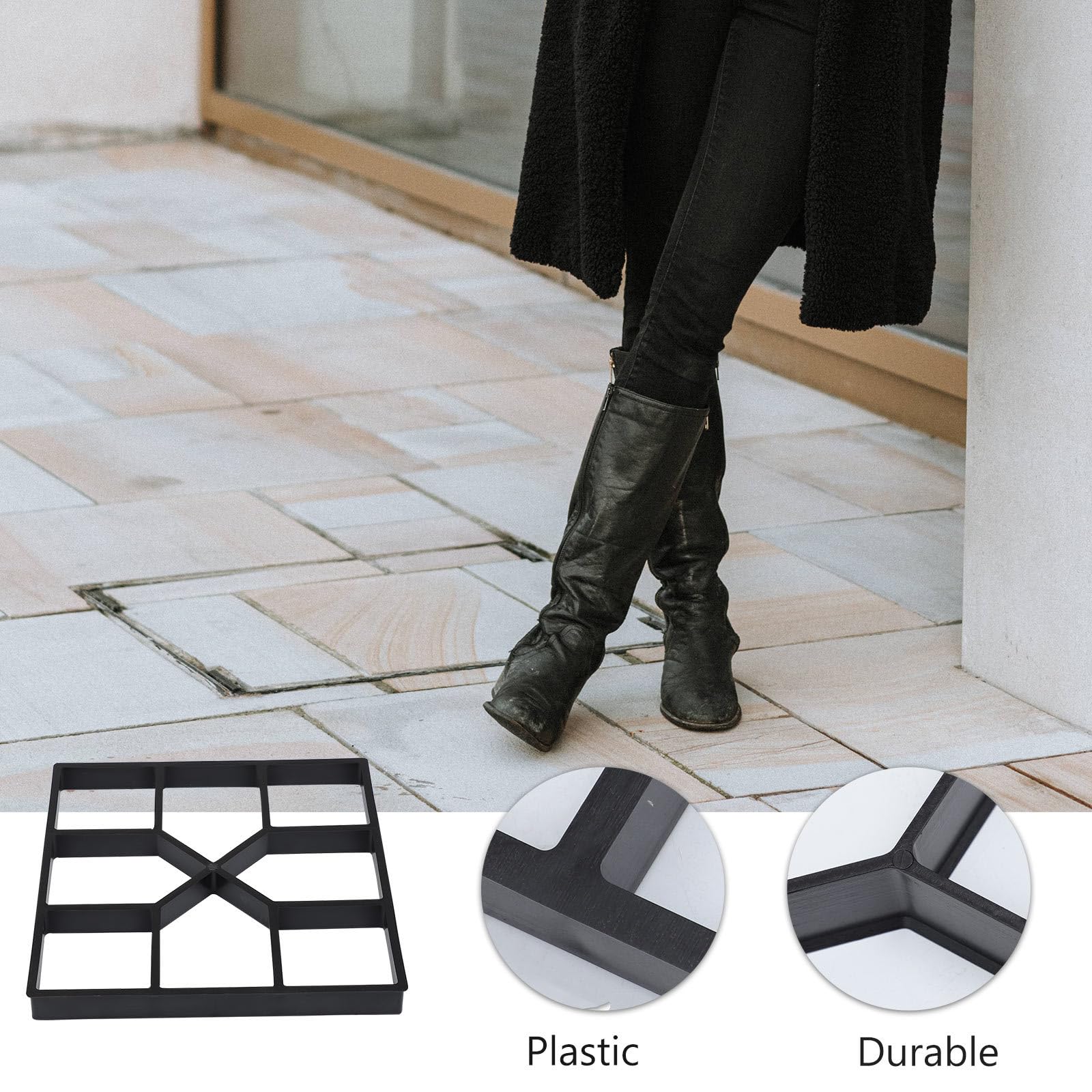 Lot de 2 Moules en Plastique Réutilisables pour Pavage de Jardin, Faciles à Nettoyer, Moules à Dalles pour Création de Chemins DIY