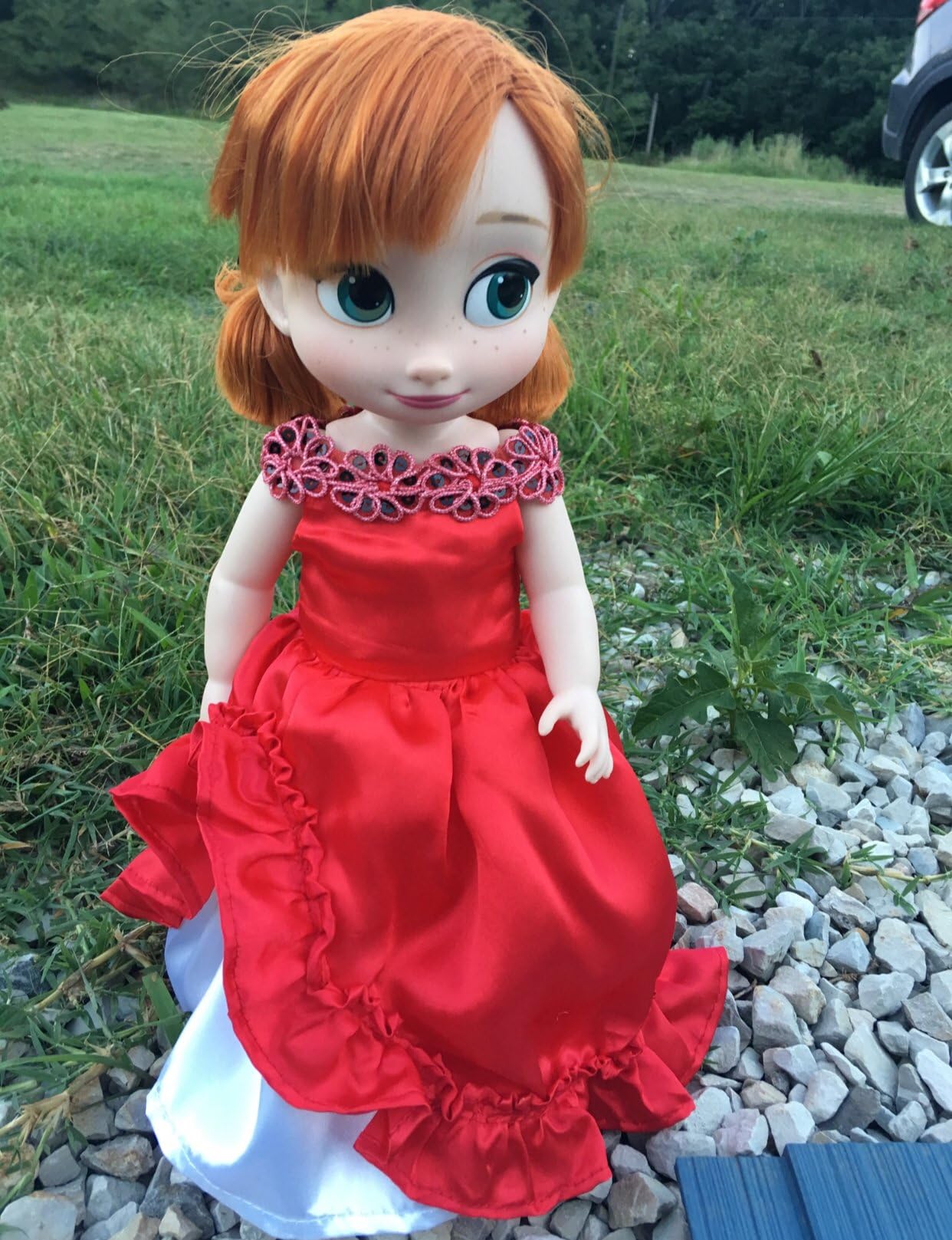Fits 16 inch Disney Animators Doll Clothes Spanish Princess Dress Red Sparkly Handmade , Elena Inspired, Christmas Dress, Holiday Doll Dress (No doll)