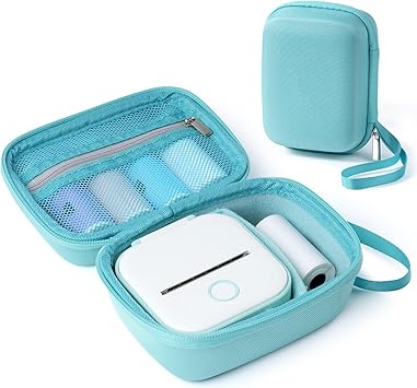 Ponek Sticker Printer Case for M02/T02/M02X/M02 Pro/P2S/M02L/Y02C, Compatible with Nelko PM230/Anycash/iDPRT/Cabaro Mini Thermal Printer, Portable Sticker Paper Storage Holder - Box Only, Green