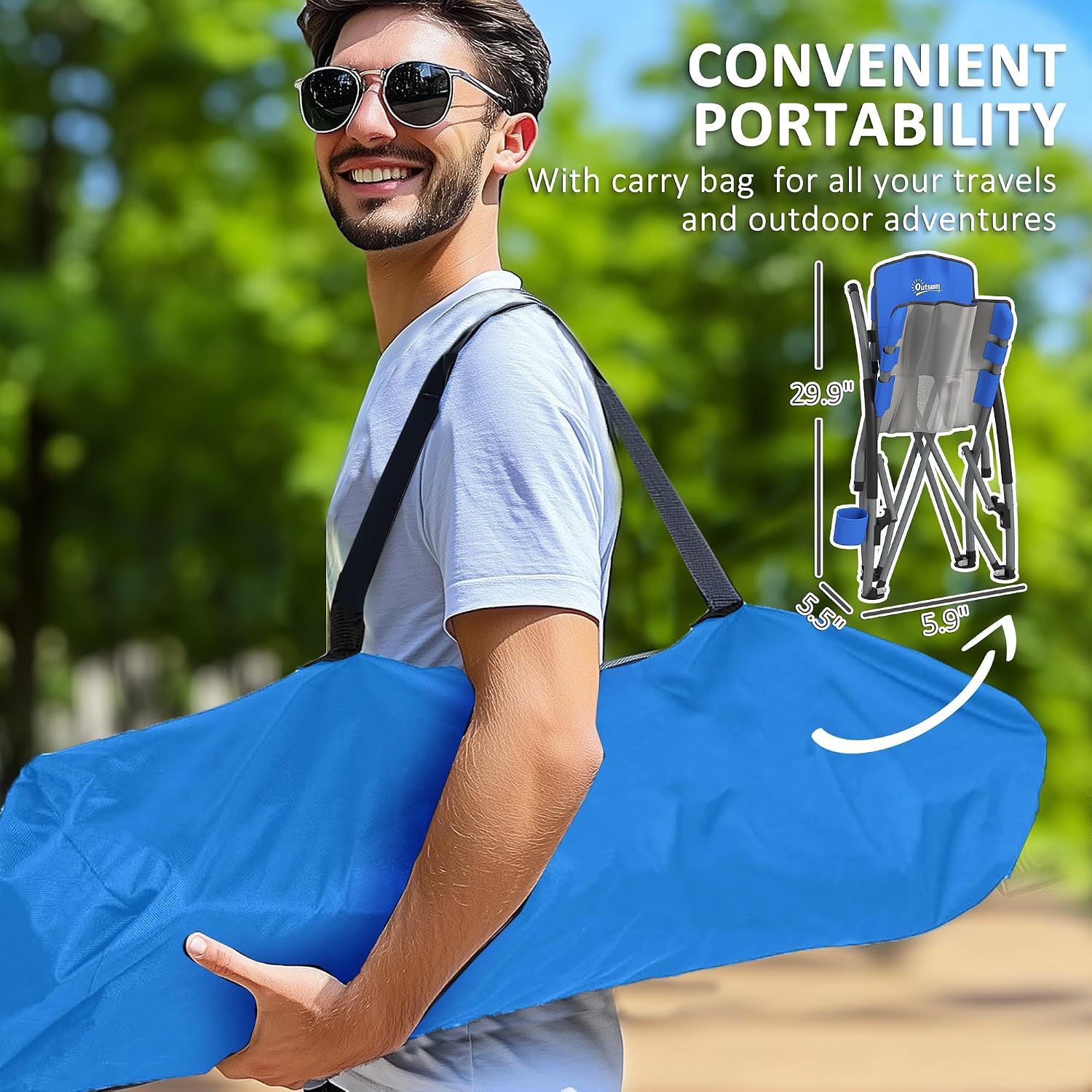 Outsunny Set of 2 Backpack Beach Chair, Folding Beach Chairs with Mesh Back, Carry Bag and Cup Holder, Lightweight and Portable for Outdoor Camping Lawn Sports Picnic (Dark Blue)