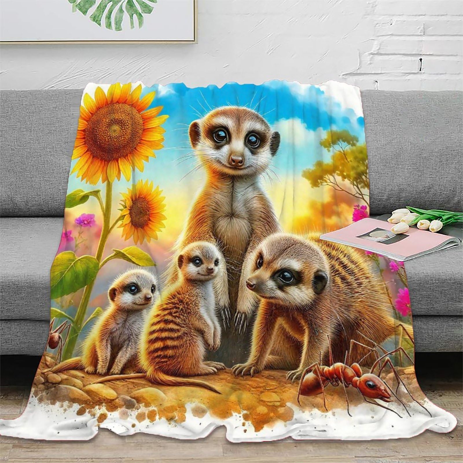 Couverture Meerkat anti-froid en microfibre peluche pour réchauffer vos nuits et canapés