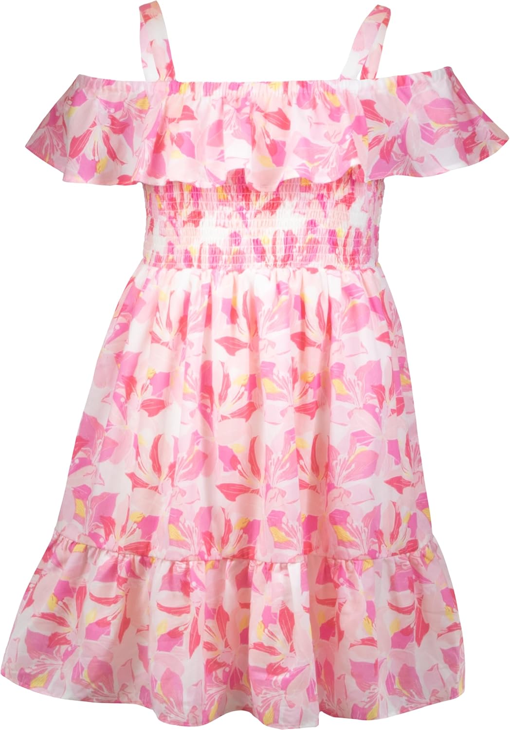 French Connection Girls All Over Print Soft Casual Dress – Flutter Sleeve Ruffle Floral Print Summer Sundress for Kids