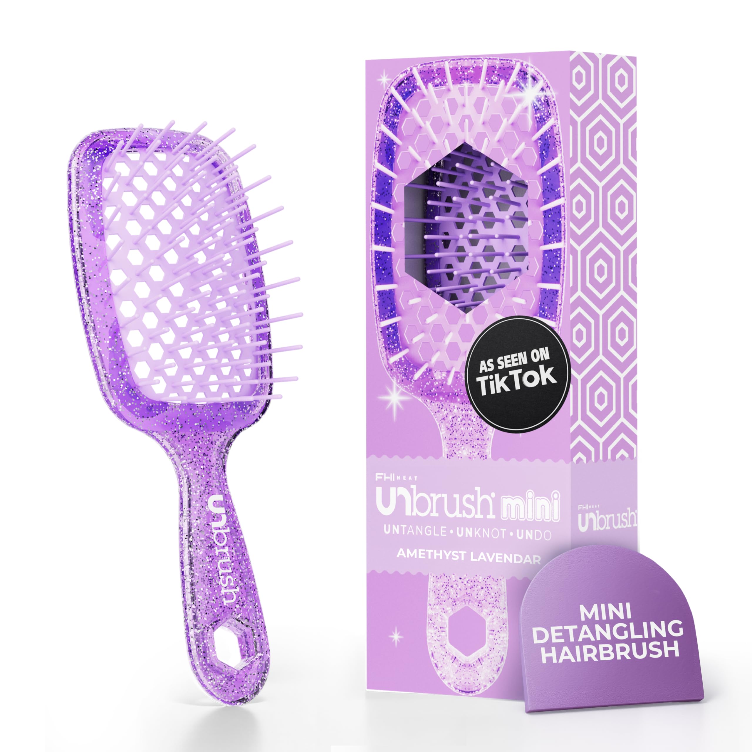 FHI HEAT UNbrush MINI Wet & Dry Vented Detangling Hair Brush, Amethyst Lavender