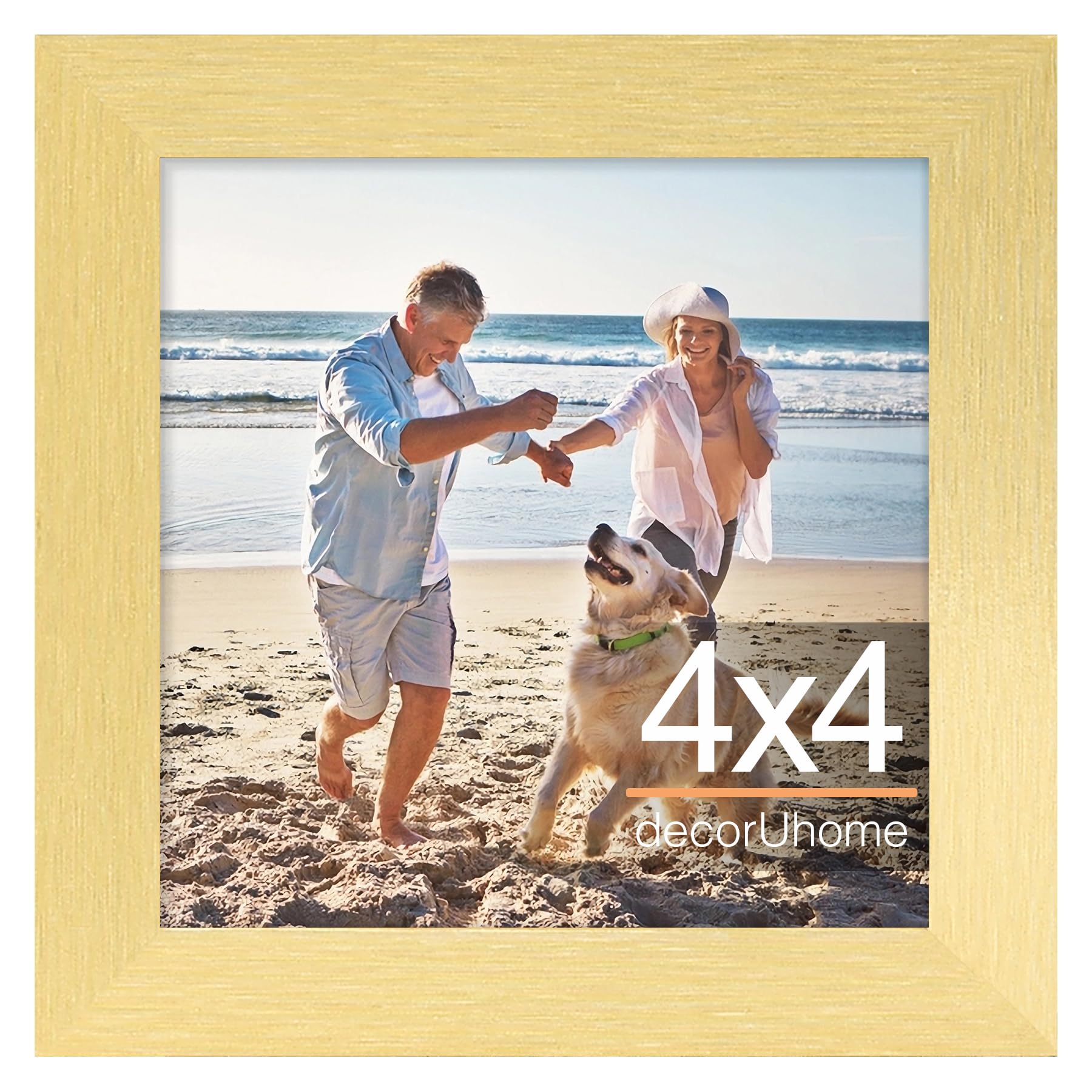 decorUhome 4x4 Picture Frame, Display Pictures 4x4, Wall & Tabletop Display Photo Frame, Gold, 1 Pack