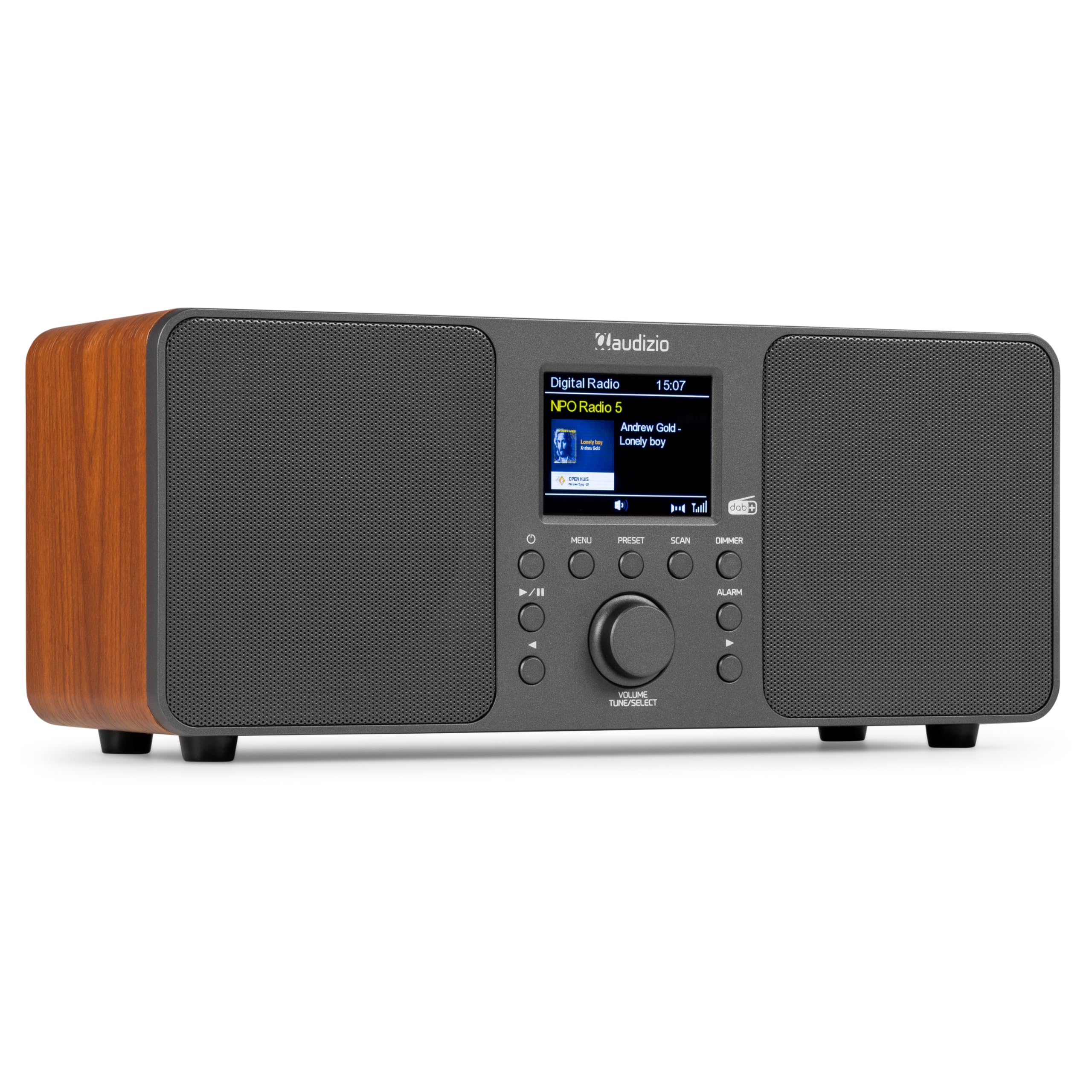 Audizio Genua Radio DAB+ Bluetooth 5.0 Gris Foncé Écran Couleur 2,8" Deux Haut-Parleurs Sortie Casque Port USB Télécommande