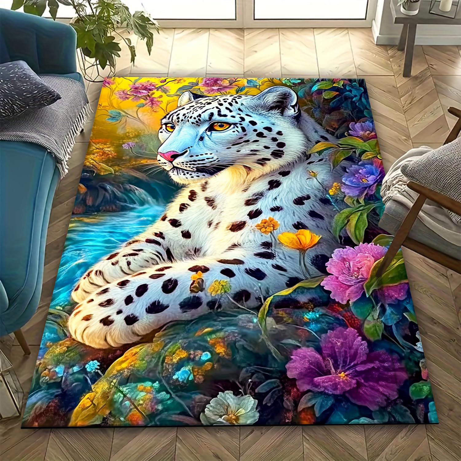 Tapis 3D animal léopard de grande surface 160 x 230 cm pour grand salon