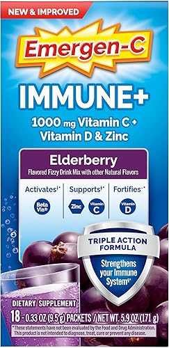 Miniatura 8 de Emergen-C Immune+ Apoyo Inmunológico de Triple Acción en Polvo, BetaVia (R), 1000 mg de Vitamina C, Vitaminas B, Vitamina D y Antioxidantes, Baya de