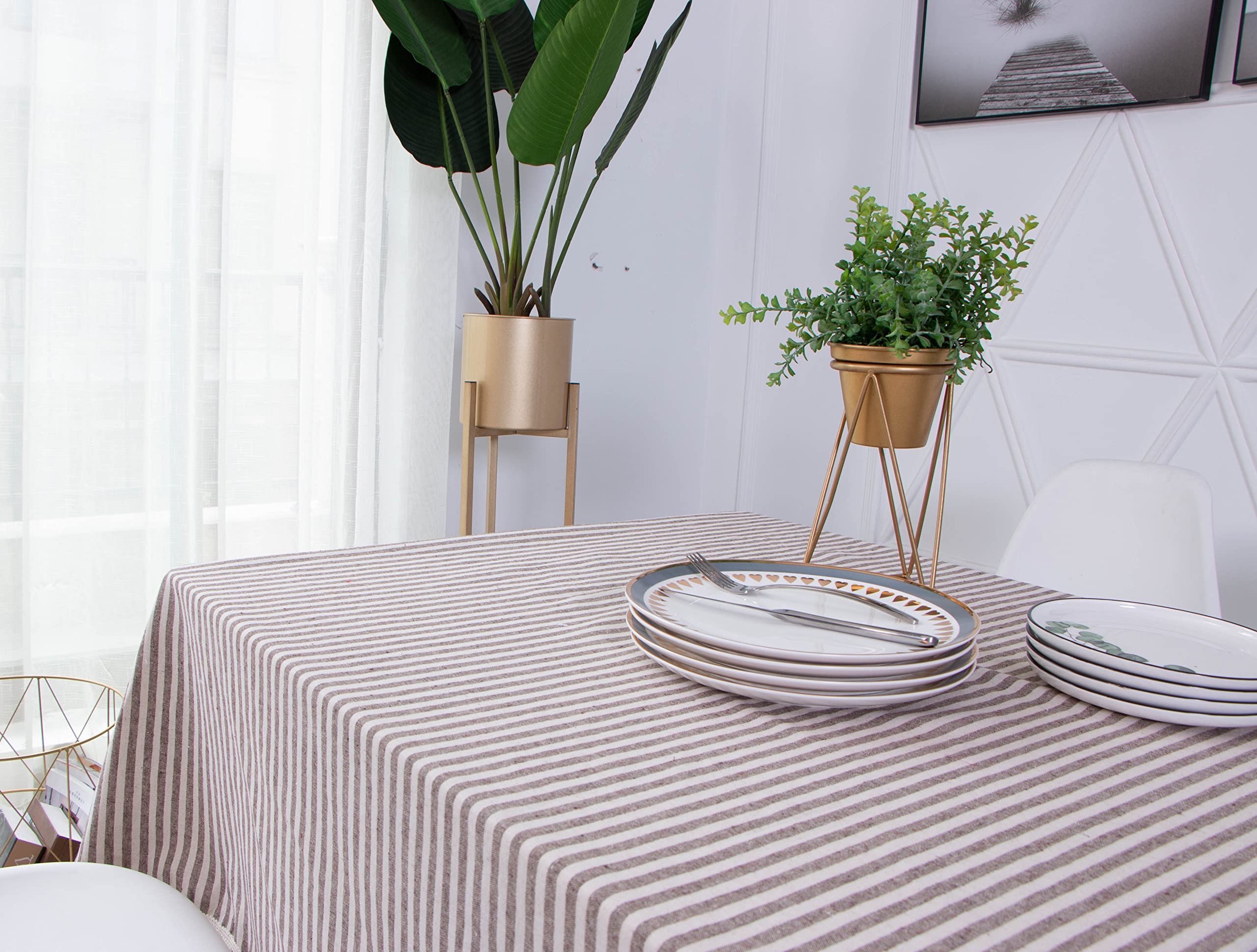 Tovaglia rettangolare in cotone e lino - 140*300 cm, marrone
