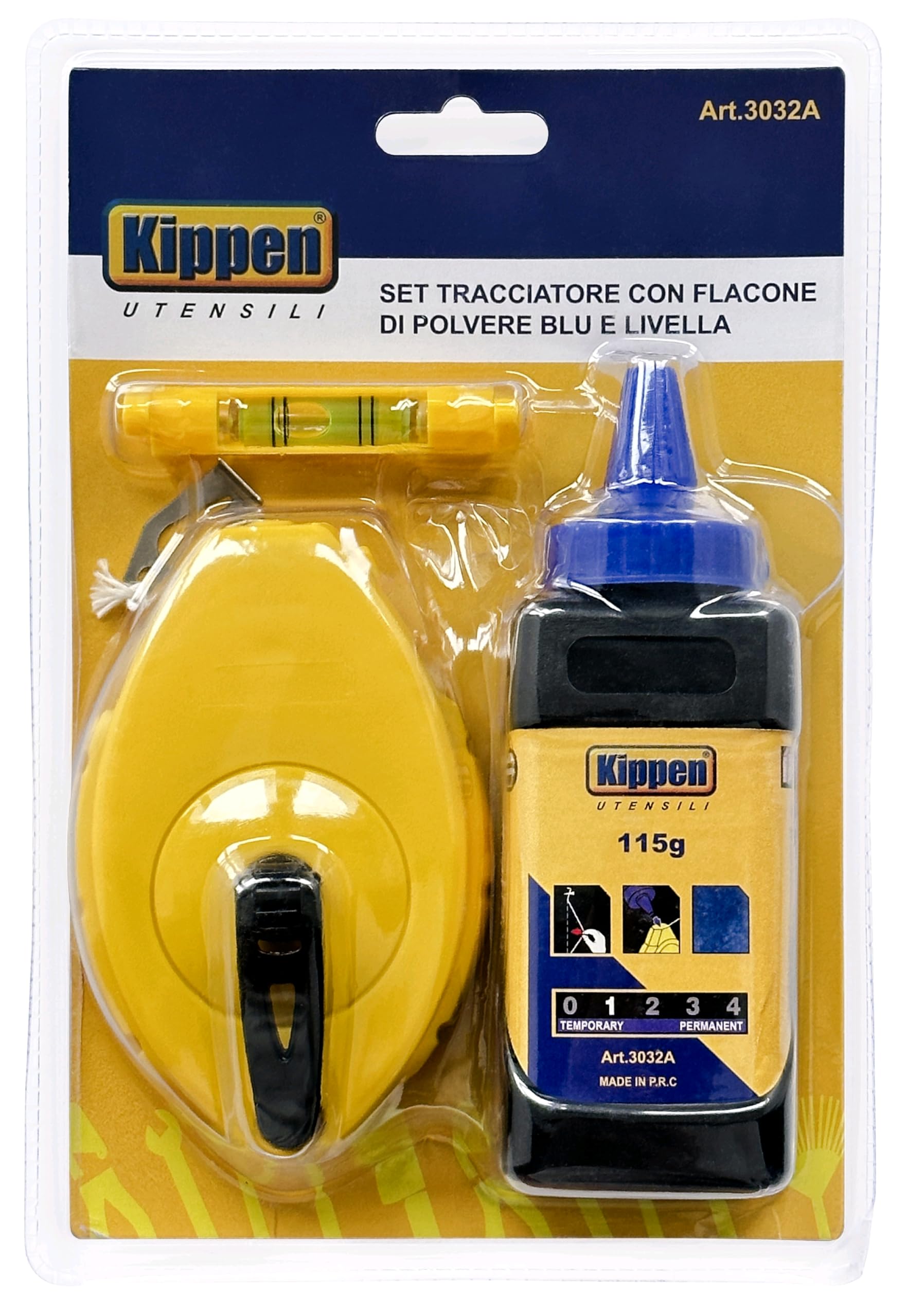 Kippen 3032A - Set Tracciatore con Flacone di Polvere Blu + Livella