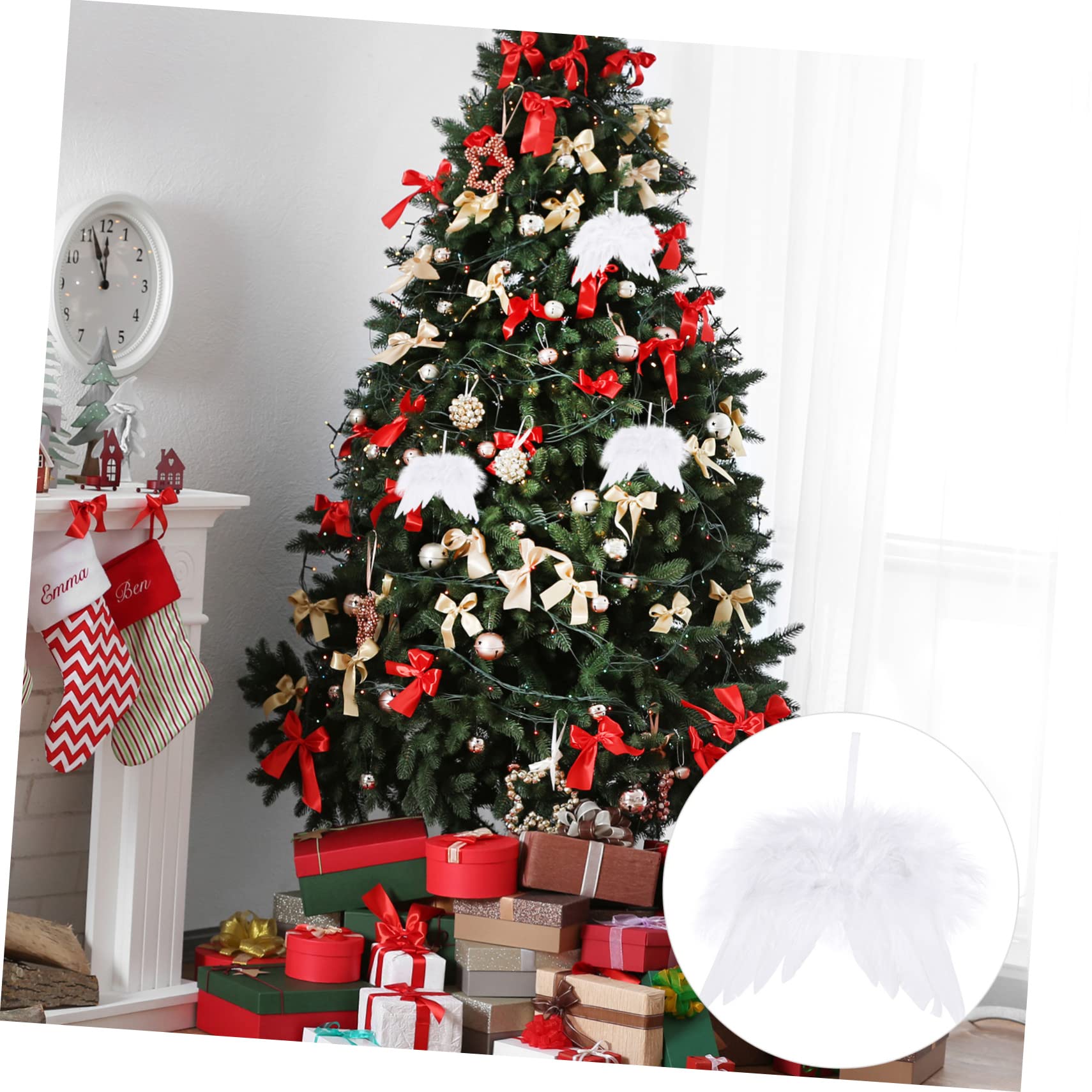 24 Piezas Charm de Alas de Plumas Angel Colgante Navideño Decoración de Alas de Ángel Suministros Navideños de Ángel