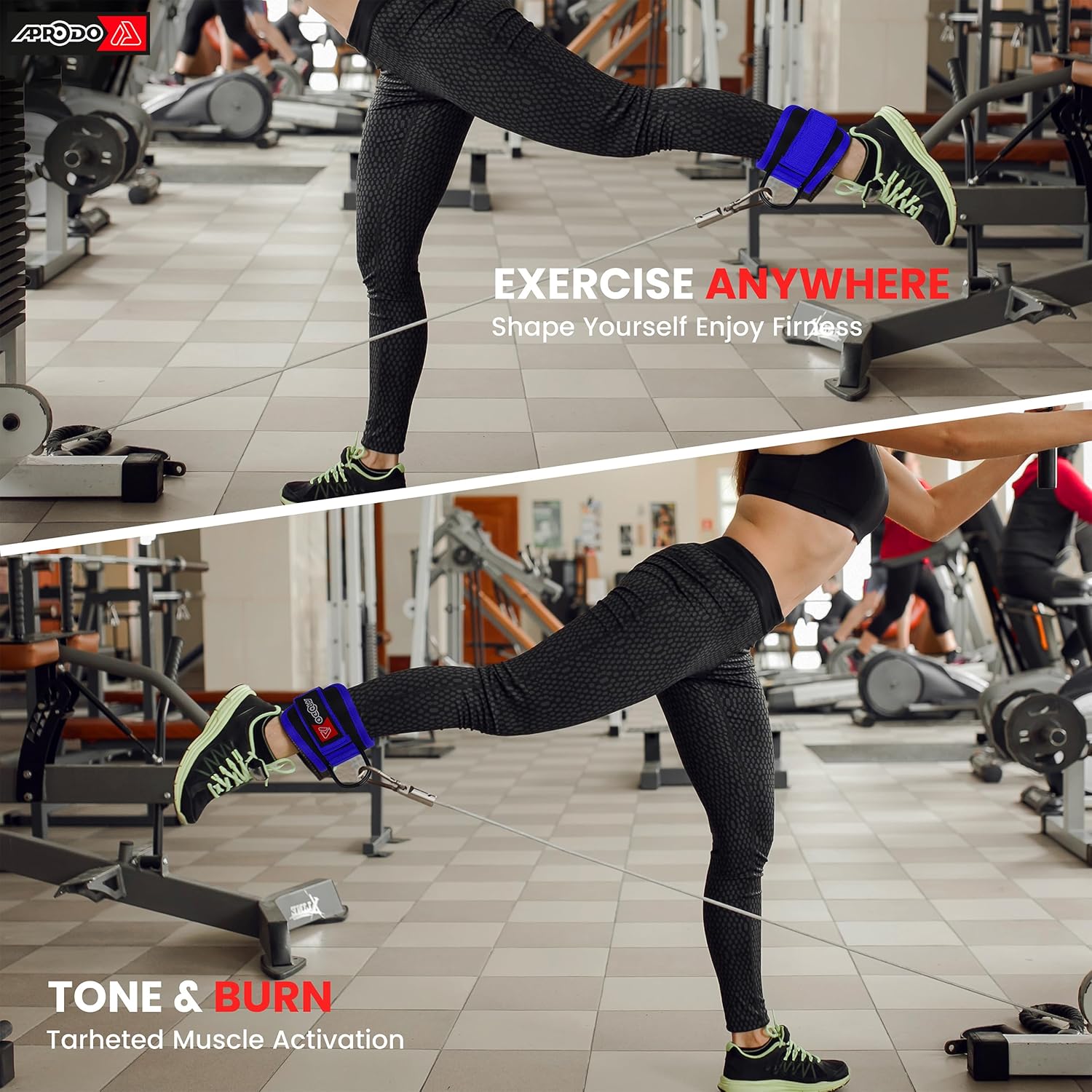 Buy Now Aprodo Neoprene Ankle Cuff Gym Straps, Stainless Steel D Rin...